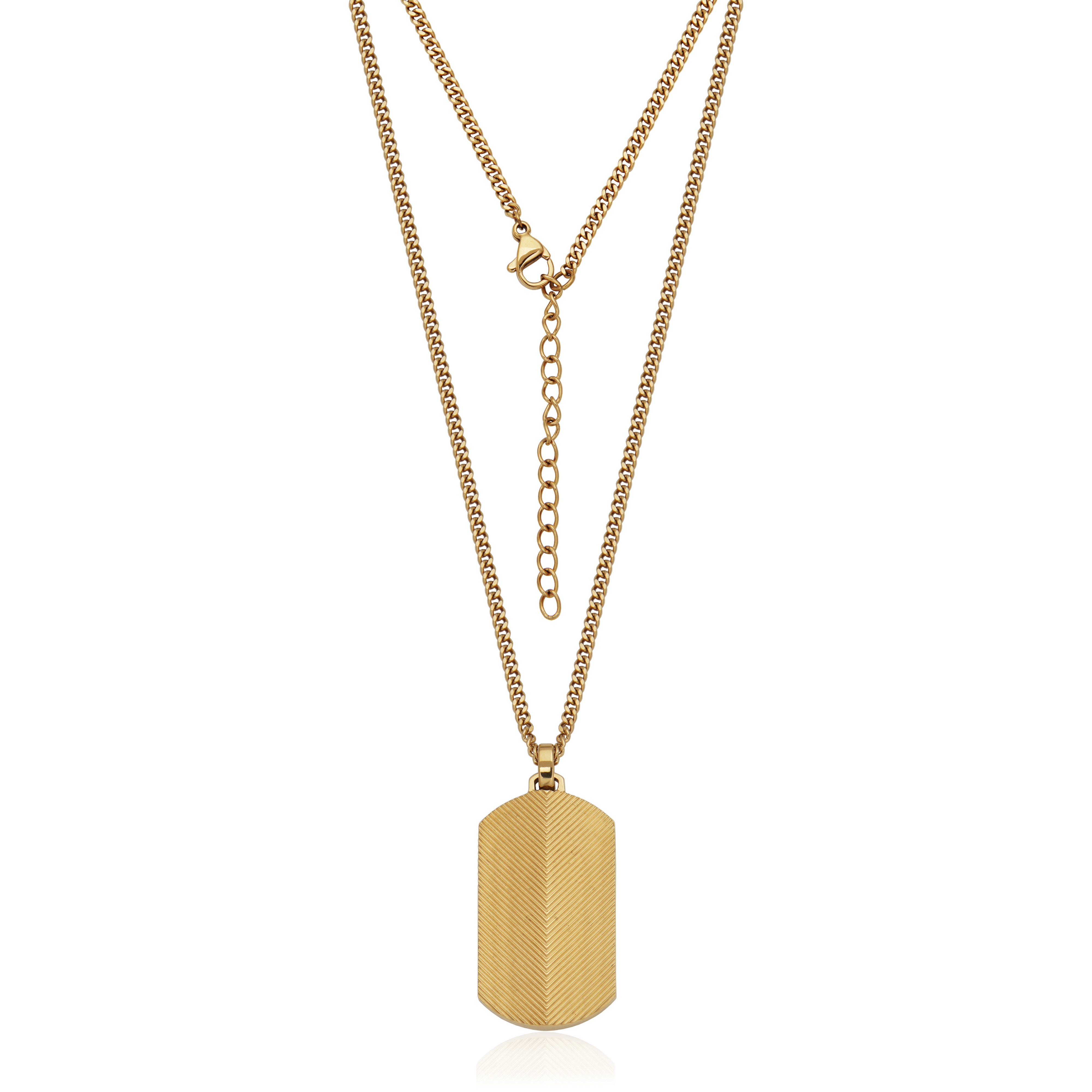 Steelx Ip Gold Patterned 20*38Mm  Dog Tag Pend 22"