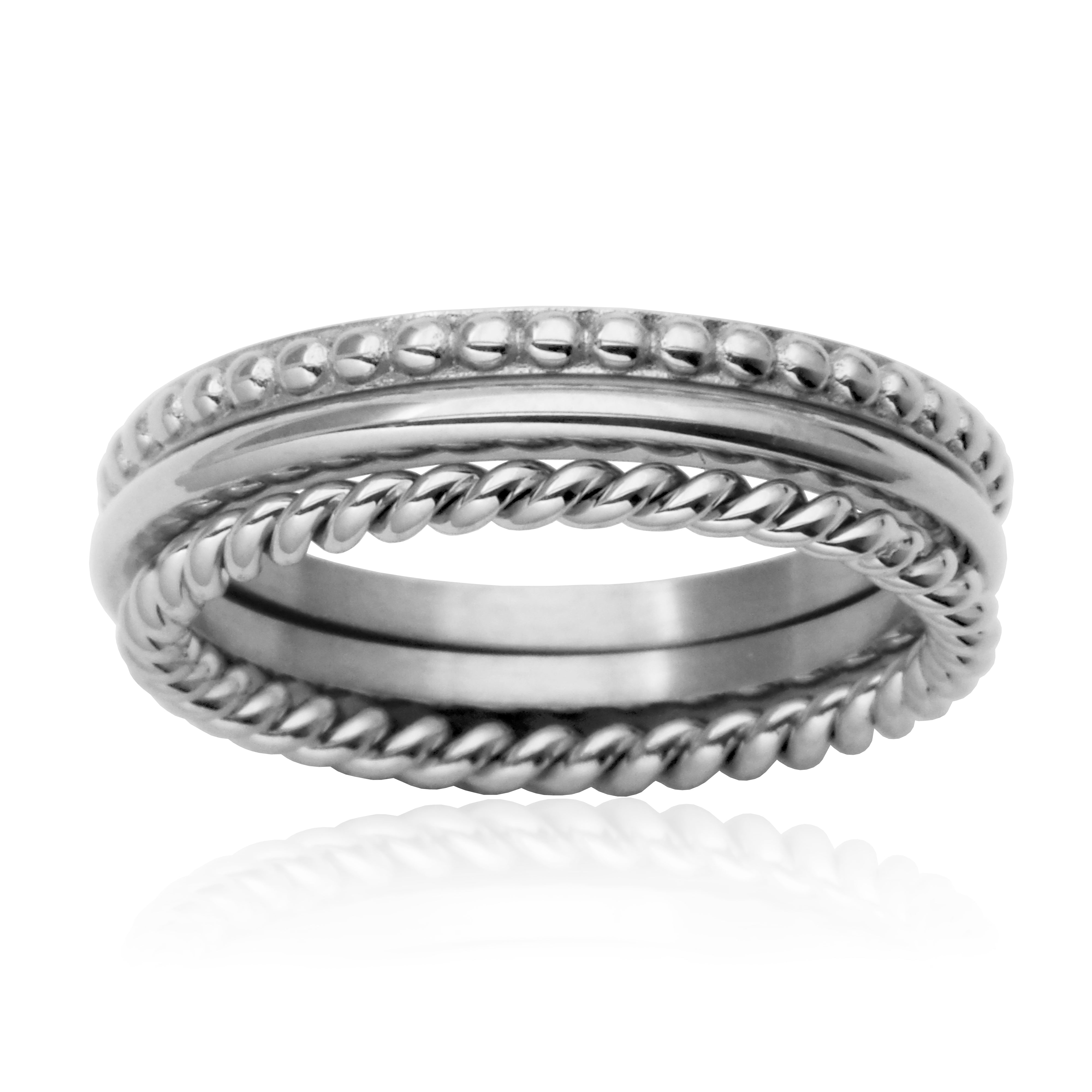Steelx Set Of 3 Slim Textured Ring