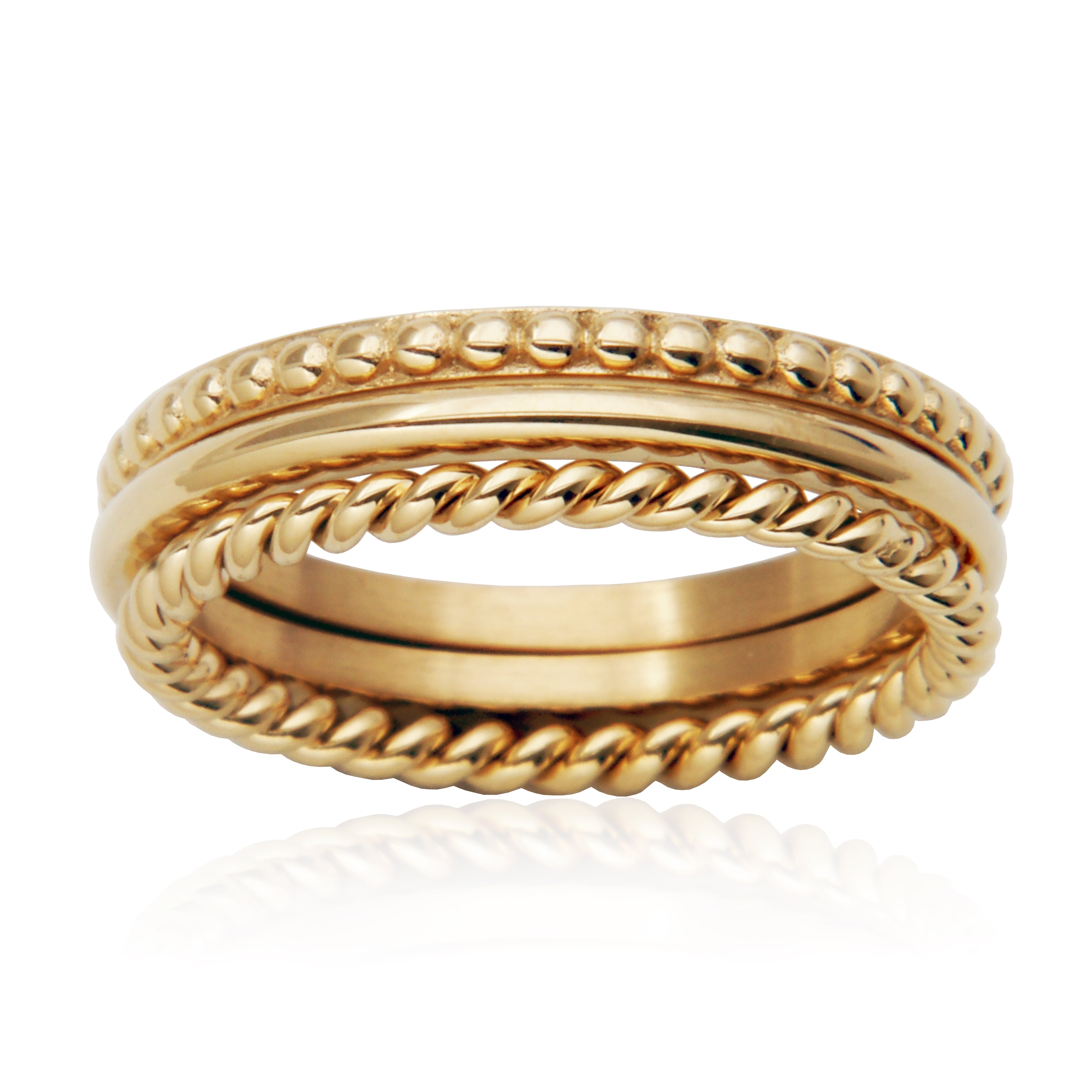 Steelx Ip Gd Set Of 3 Slim Textured Ring