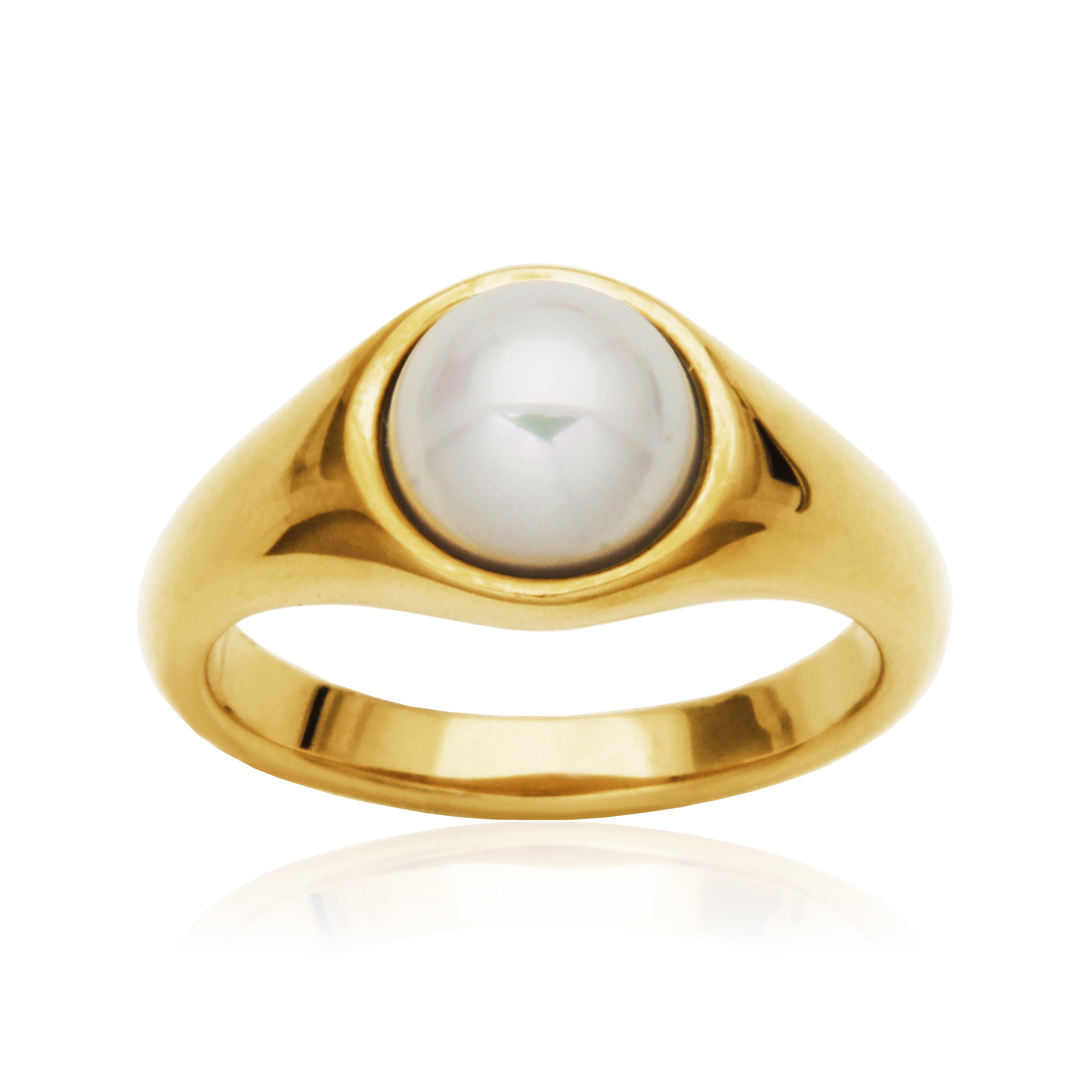 Steelx Ip Gd 8mm Imitation Pearl Ring