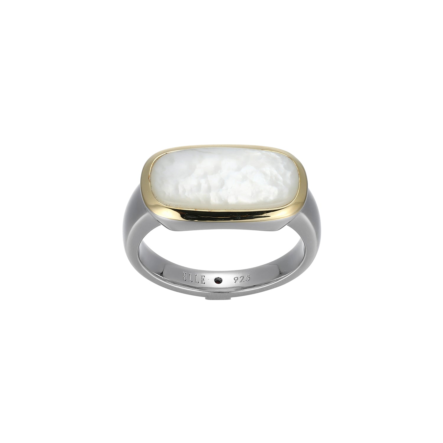 Sterling Silver "Allure" Rhodium And Yellow Gold-Plated Mop East West Ring - Size 7