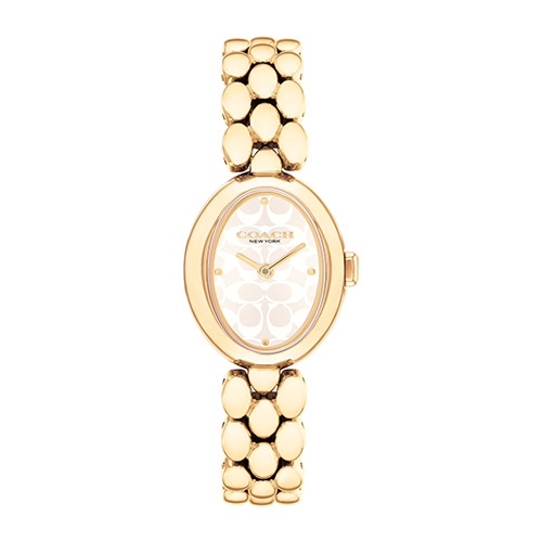 Ladies' Sammy Oval Gold-Tone Stainless Steel Watch, Silver White "C" Dial