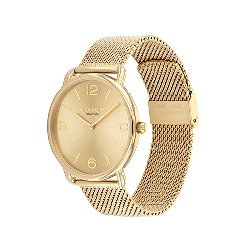Men's Elliot Gold-Tone Stainless Steel Mesh Watch, Gold Dial