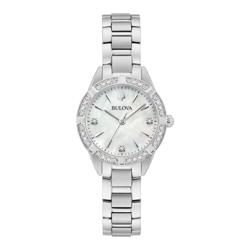 Ladies' Sutton Slim Diamond Silver-Tone Stainless Steel Watch, MOP Dial