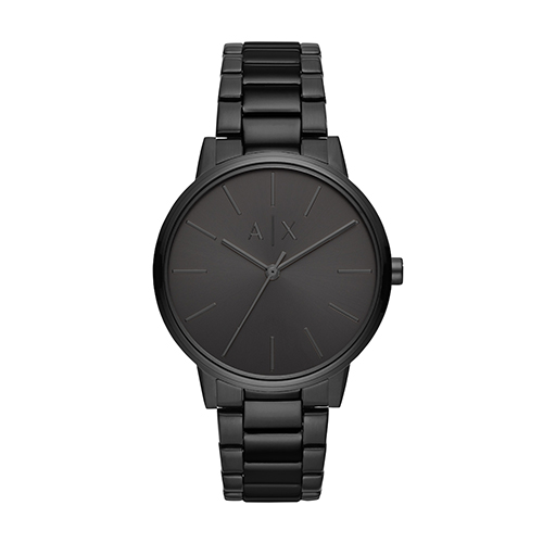 Mens Cayde Black Stainless Steel Watch Black Dial
