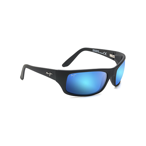 Peahi Polarized Sunglasses, Black Matte Frame, Blue Hawaii Lens