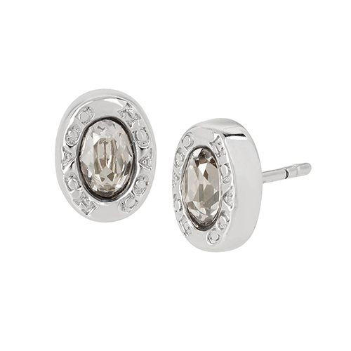 Signature Logo Crystal Stud Earrings Silver