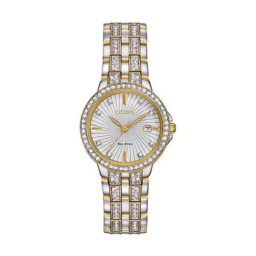 Ladies Eco-Drive Silhouette Crystal Watch Two-Tone Dial
