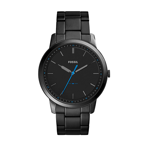 Mens Minimalist Black Ion-Plated Watch, Black Dial