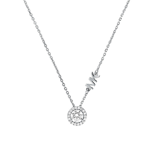 Sterling Silver MK Logo Necklace, Silver