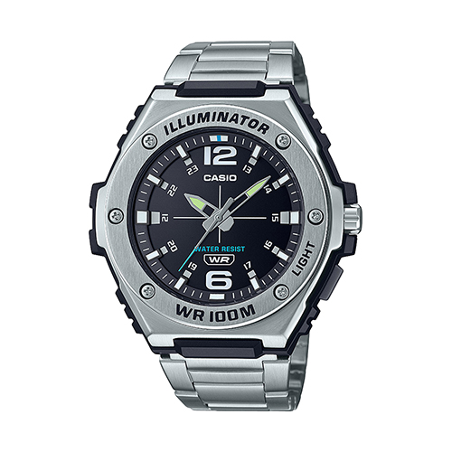 Mens Dress Heavy-Duty Stainless Steel Analog Watch Black Dial