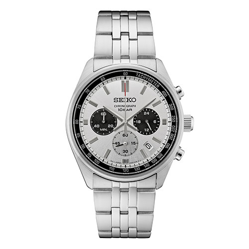 Men's Essentials Chronograph Silver-Tone SS Watch, Silver & Black Dial