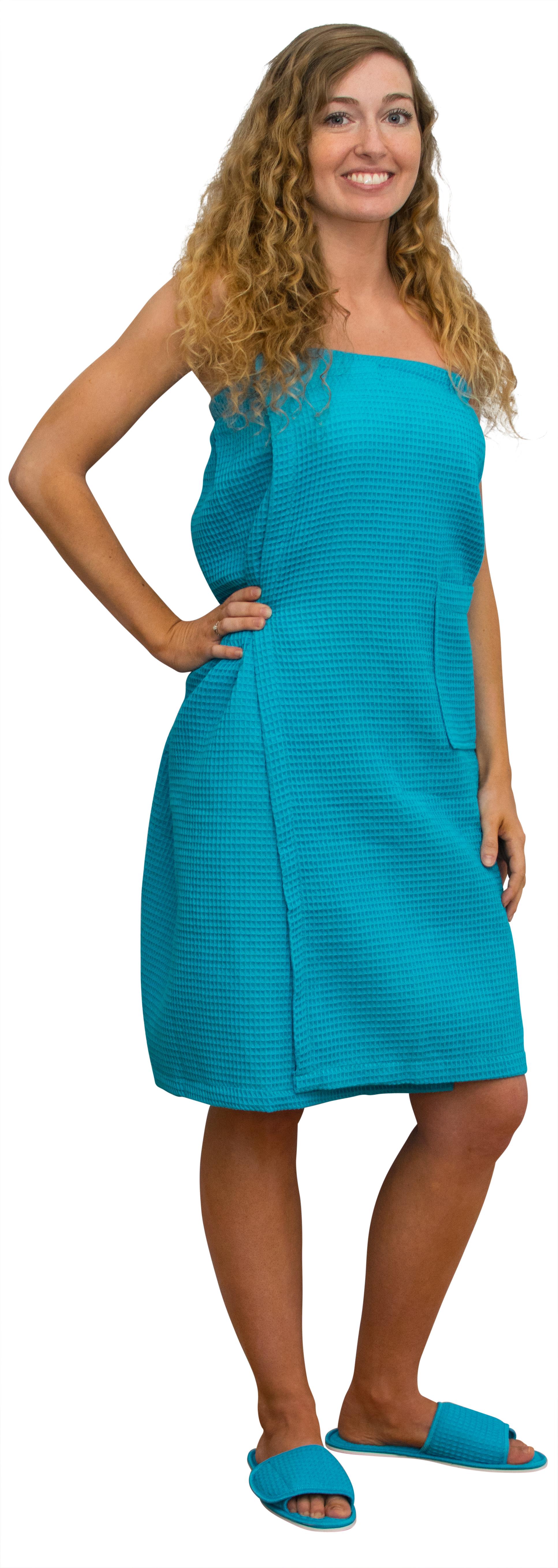 Cotton Waffle Bath Wrap - Tropical Blue - Min 24 pcs