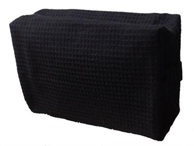 Large Cotton Waffle Cosmetic Bag - Black - Min 24 pcs