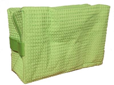Large Cotton Waffle Cosmetic Bag - Lime - Min 24 pcs