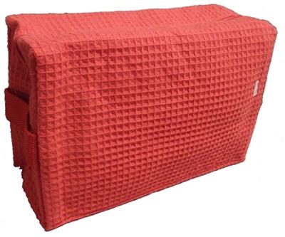 Large Cotton Waffle Cosmetic Bag - Red - Min 24 pcs