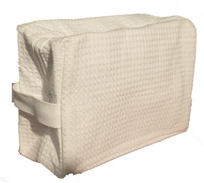 Large Cotton Waffle Cosmetic Bag - White - Min 24 pcs