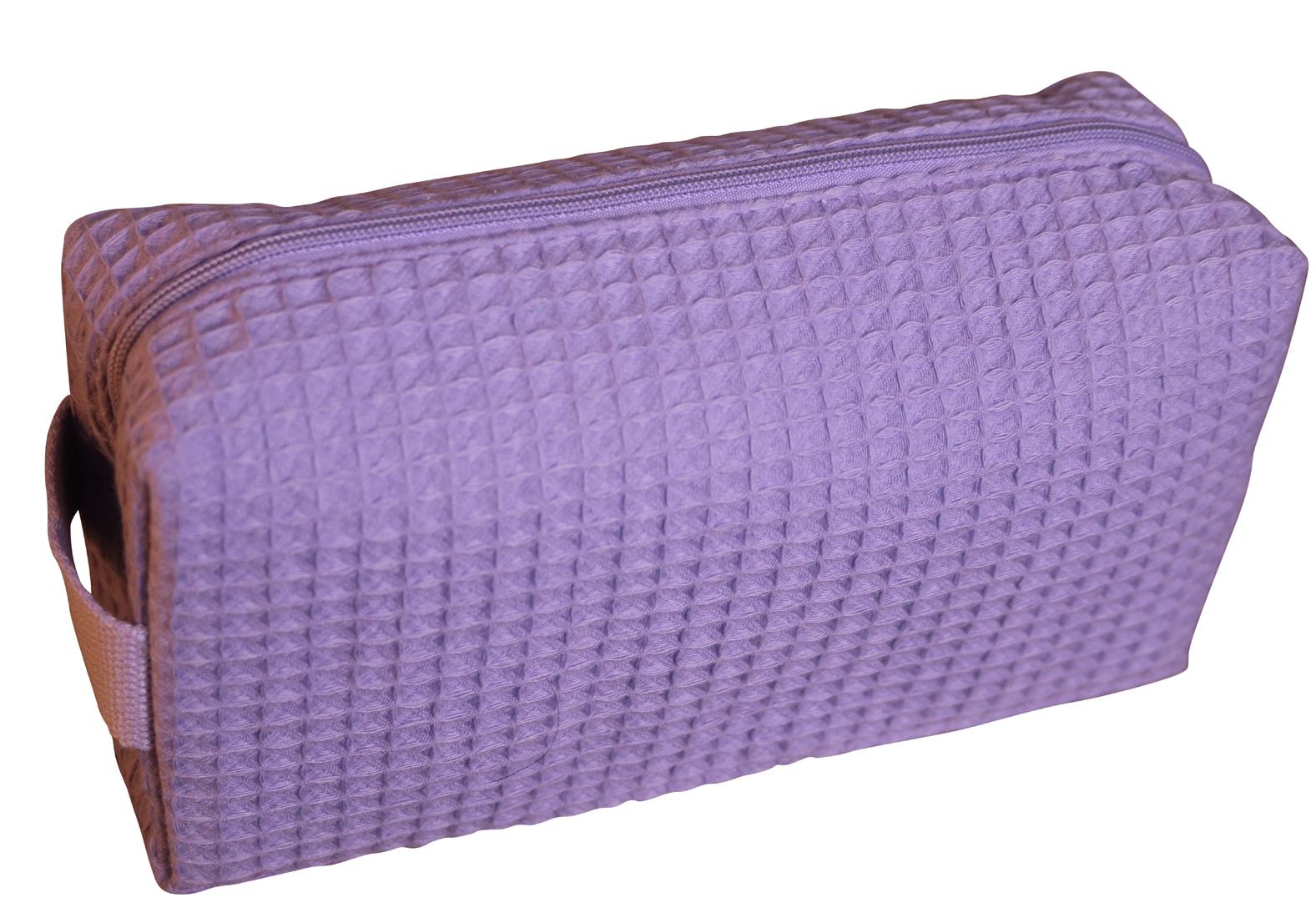 Small Cotton Waffle Cosmetic Bag - Lavender - Min 24 pcs