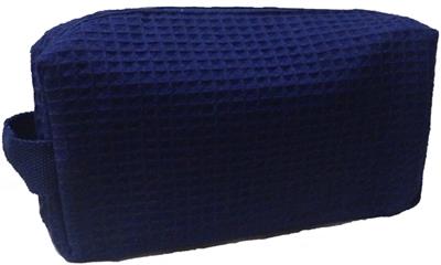 Small Cotton Waffle Cosmetic Bag - Navy - Min 24 pcs
