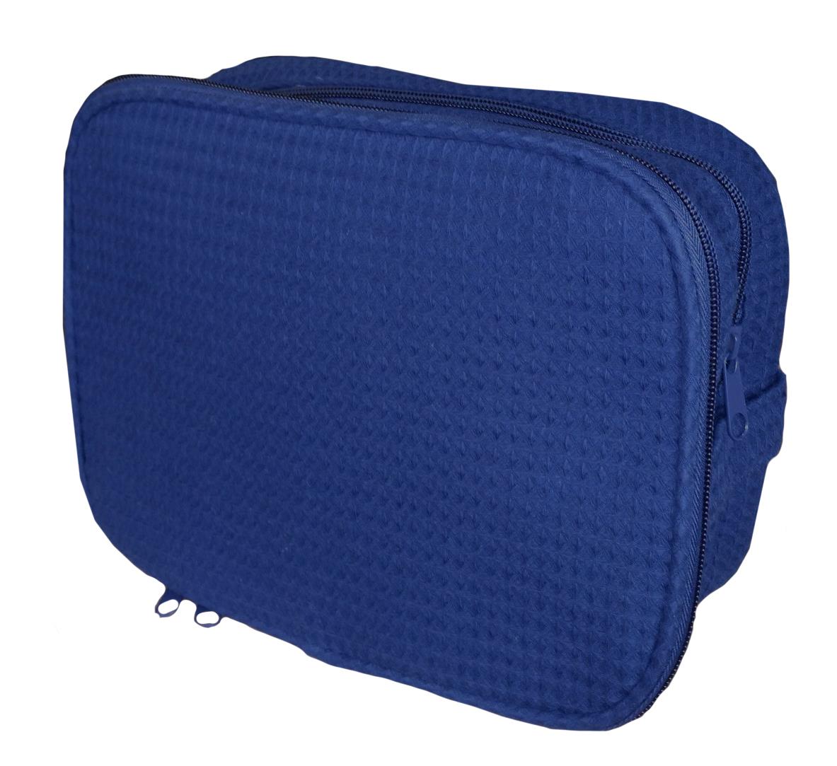 Jumbo Double Zipper Cosmetic Bag - Navy - Min 24 pcs