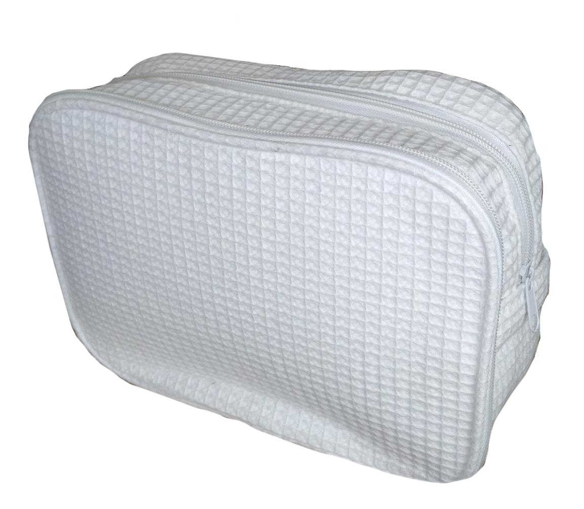 Jumbo Double Zipper Cosmetic Bag - White - Min 24 pcs