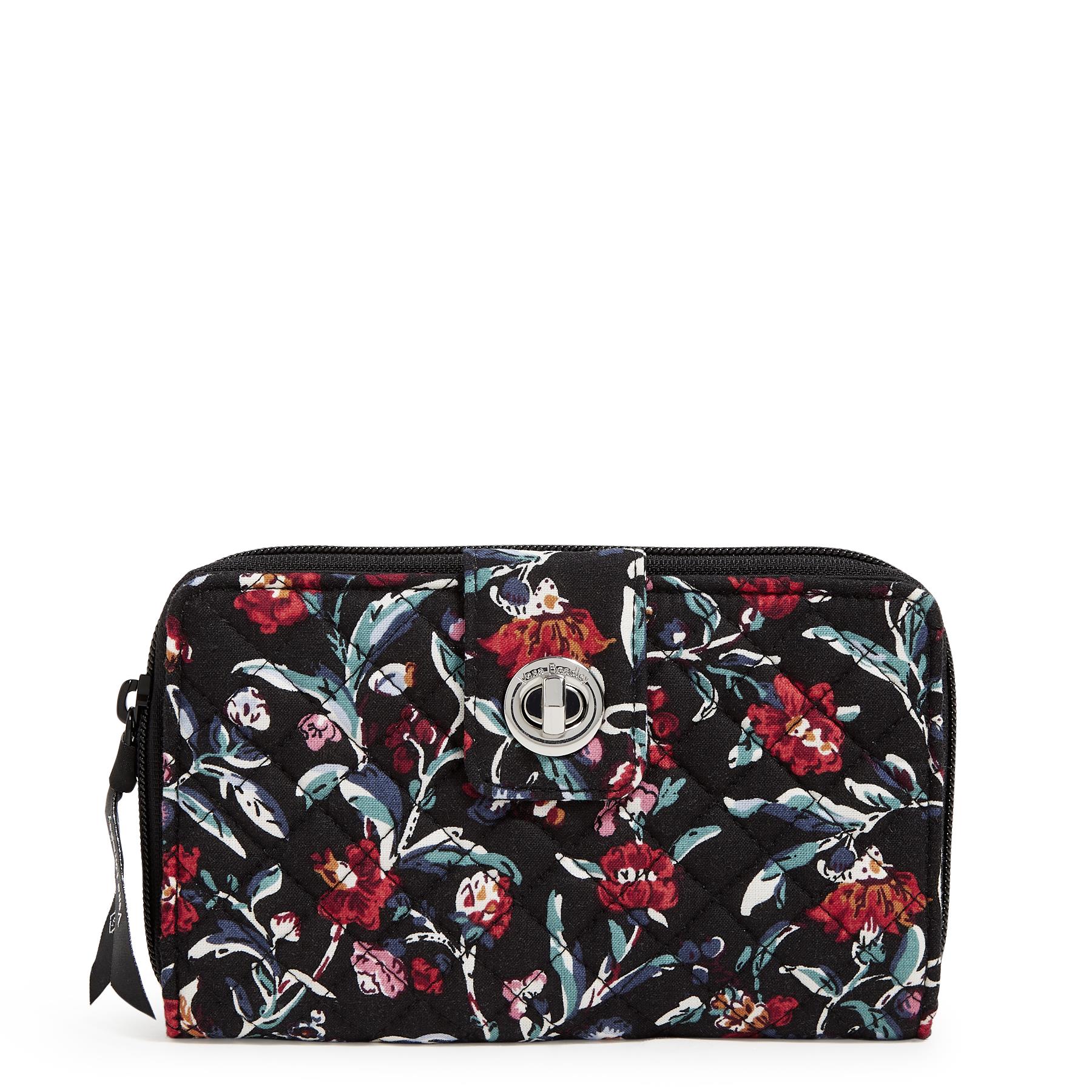 RFID Turnlock Wallet - Recycled Cotton - Perennials Noir