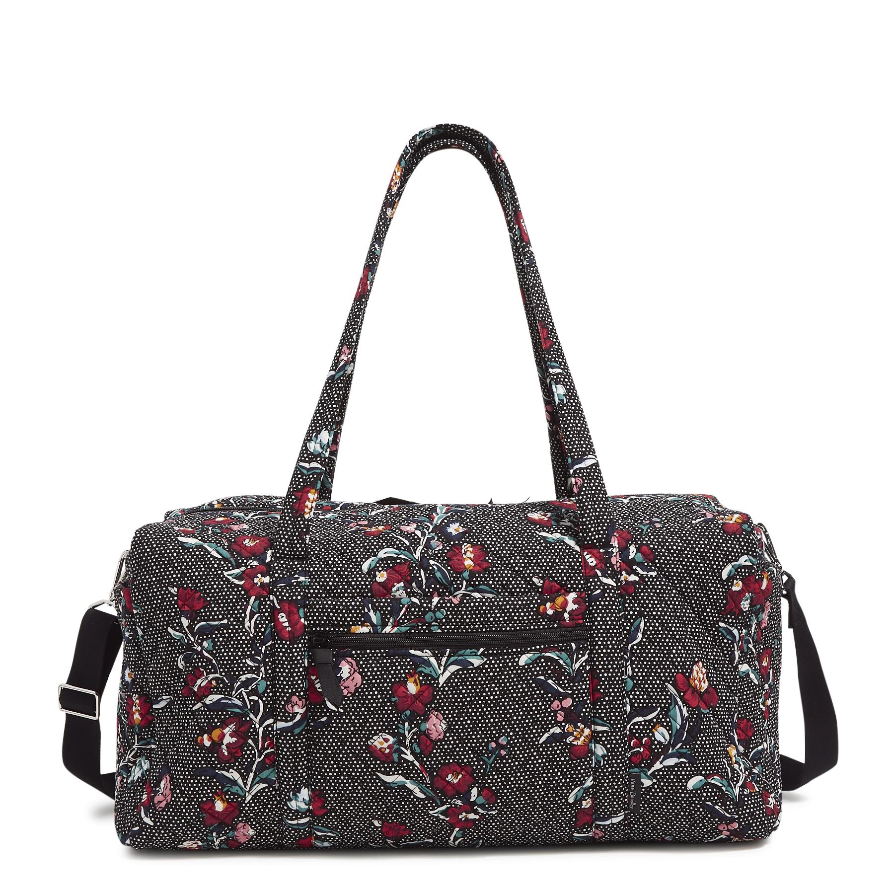 Large Travel Duffel - Recycled Cotton - Perennials Noir Dot