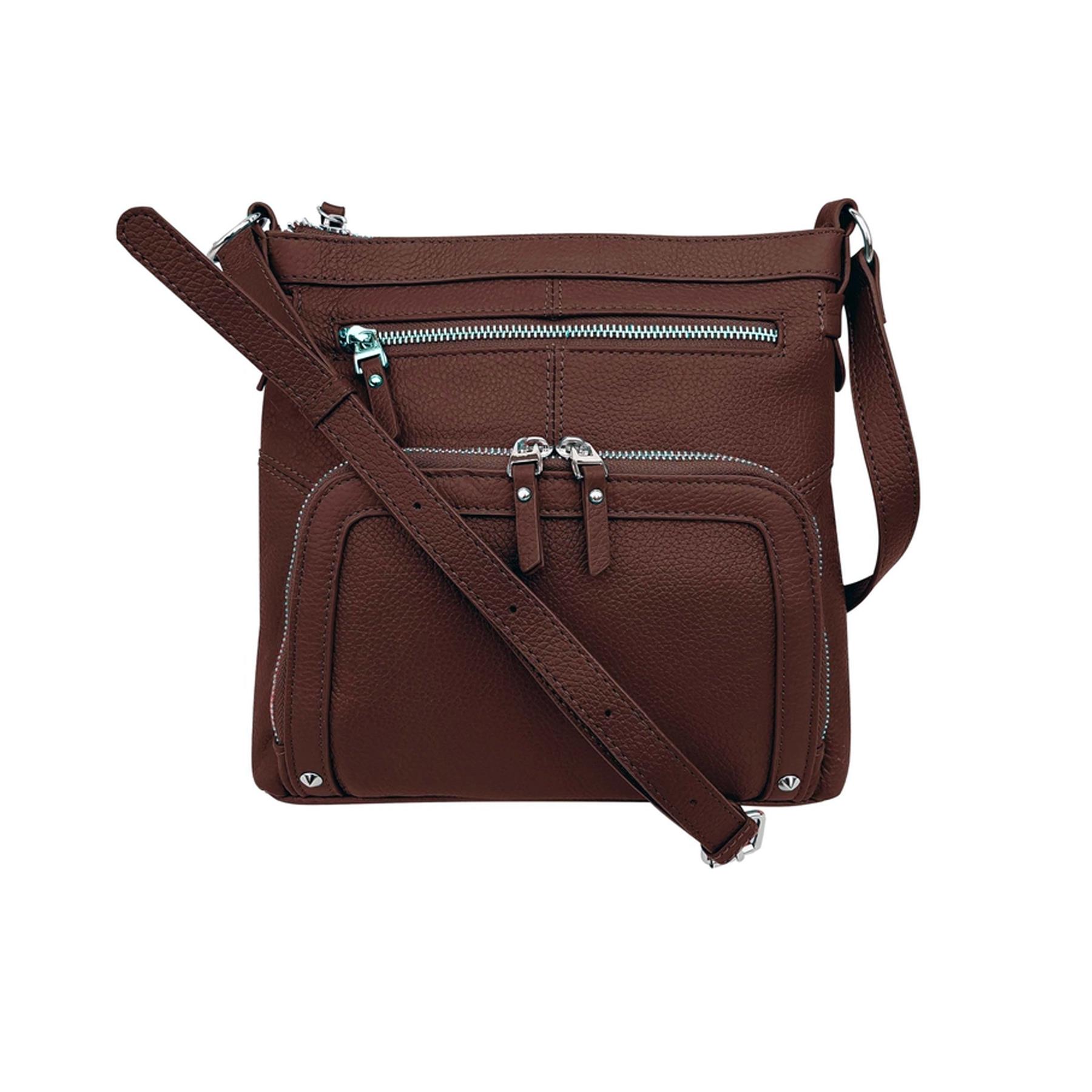 Crossbody Shoulder Bag with Organizer Front Brown