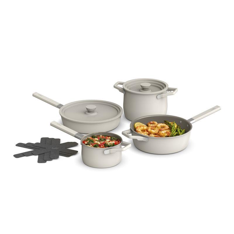 9 Piece Fits Anywhere Cookware Sets, Oatmilk