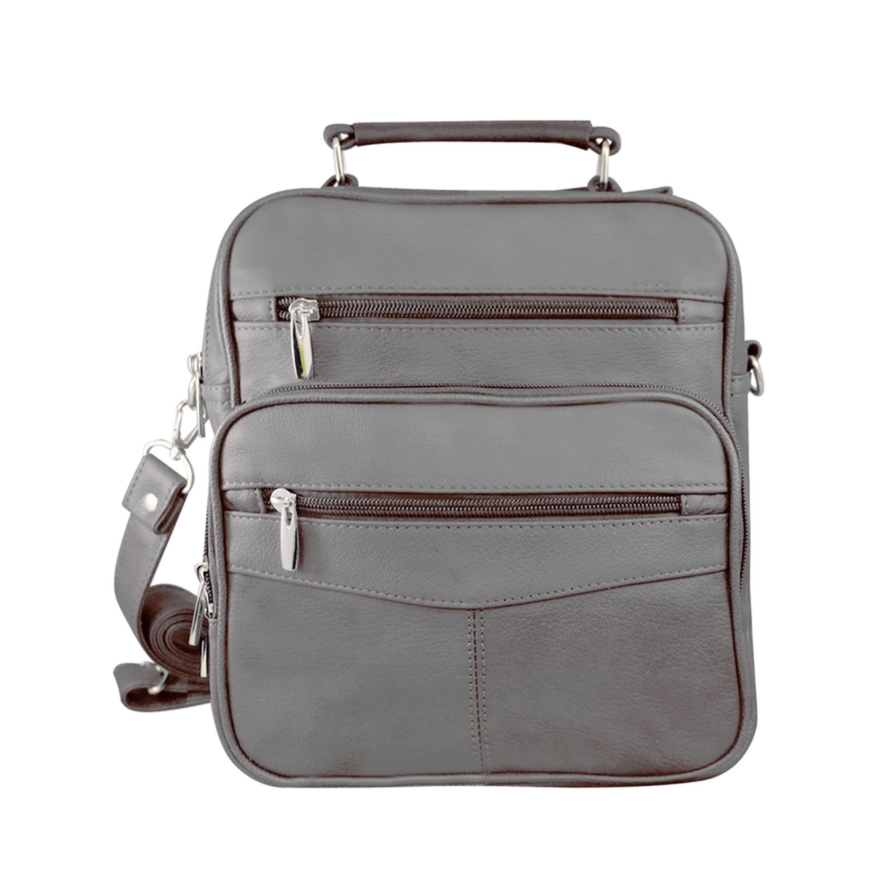 Cowhide Leather Crossbody Hand Bag Gray