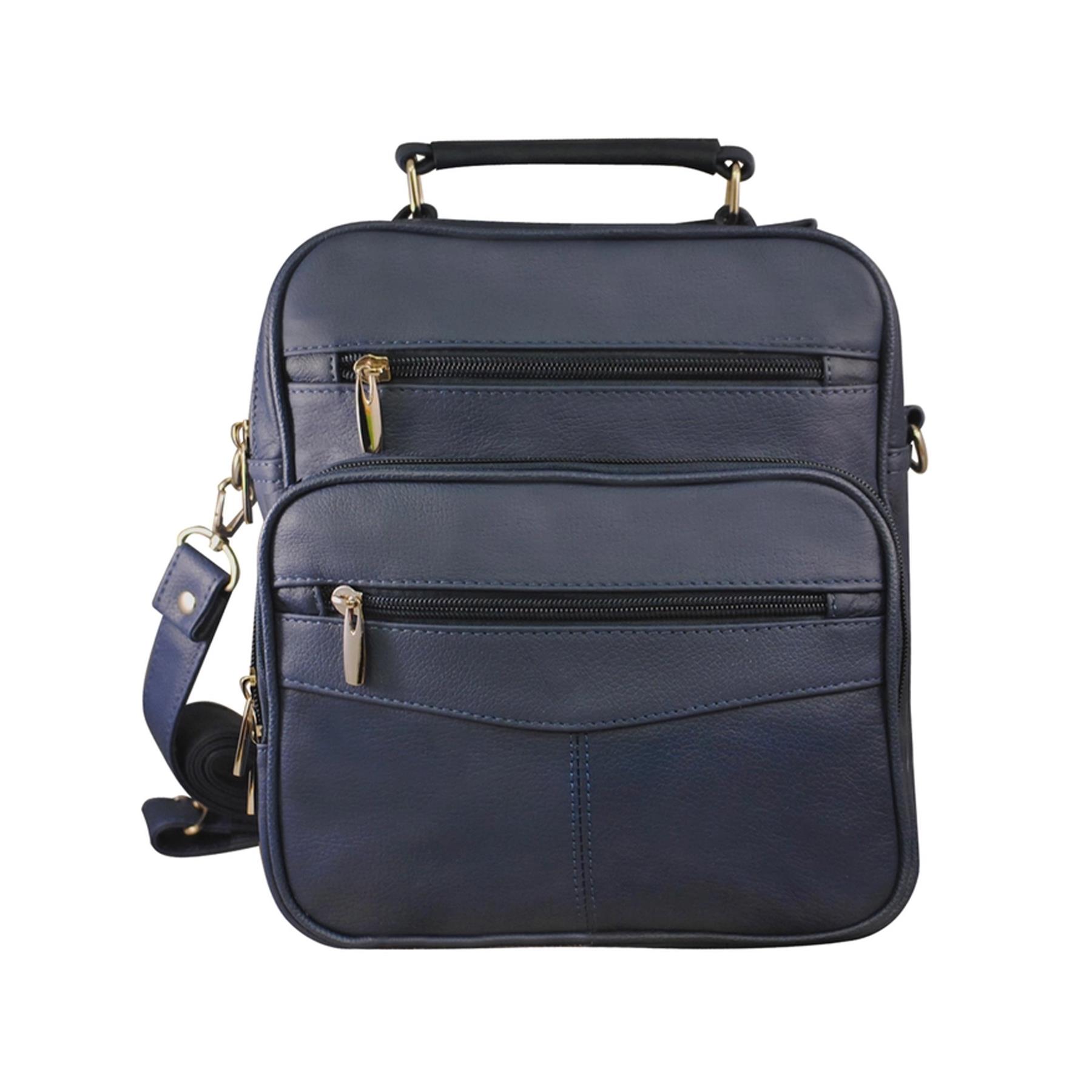 Cowhide Leather Crossbody Hand Bag Navy