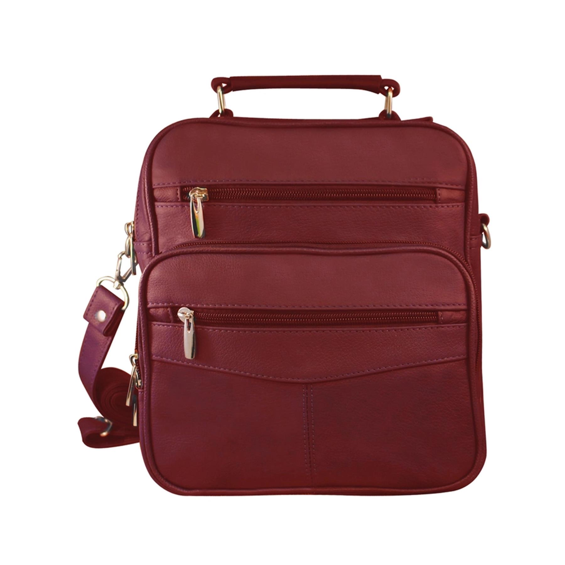 Cowhide Leather Crossbody Hand Bag Wine