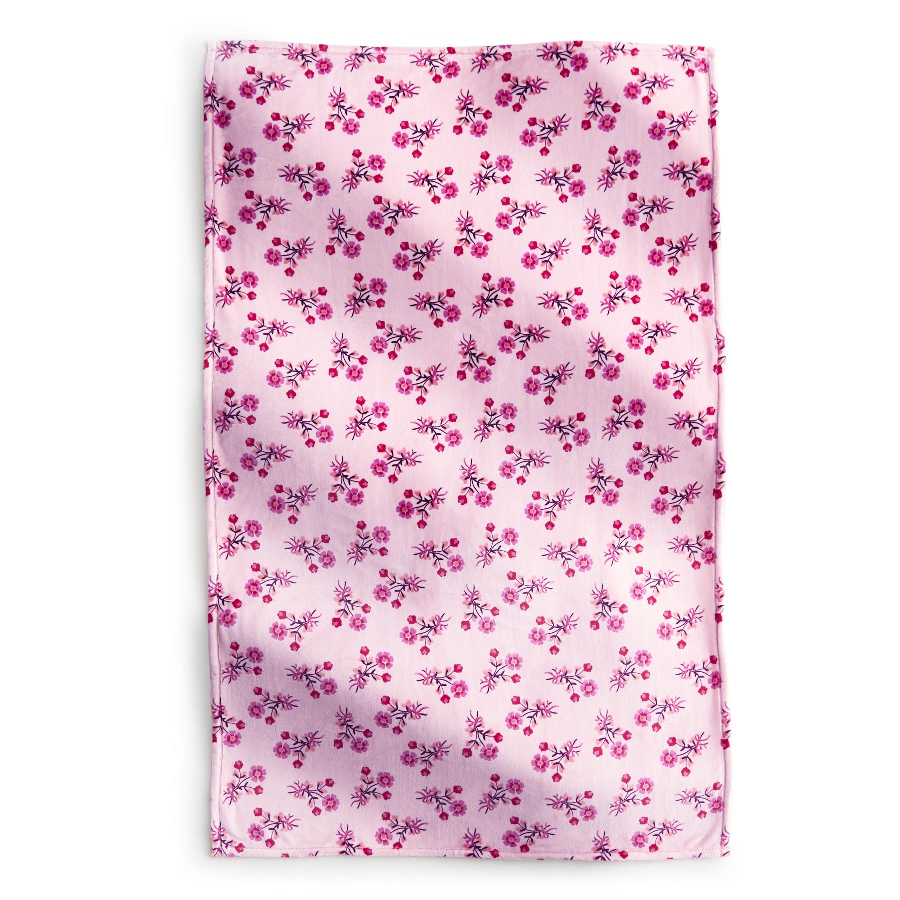 Plush Throw Blanket - Melissa Ditsy Pink - Fleece