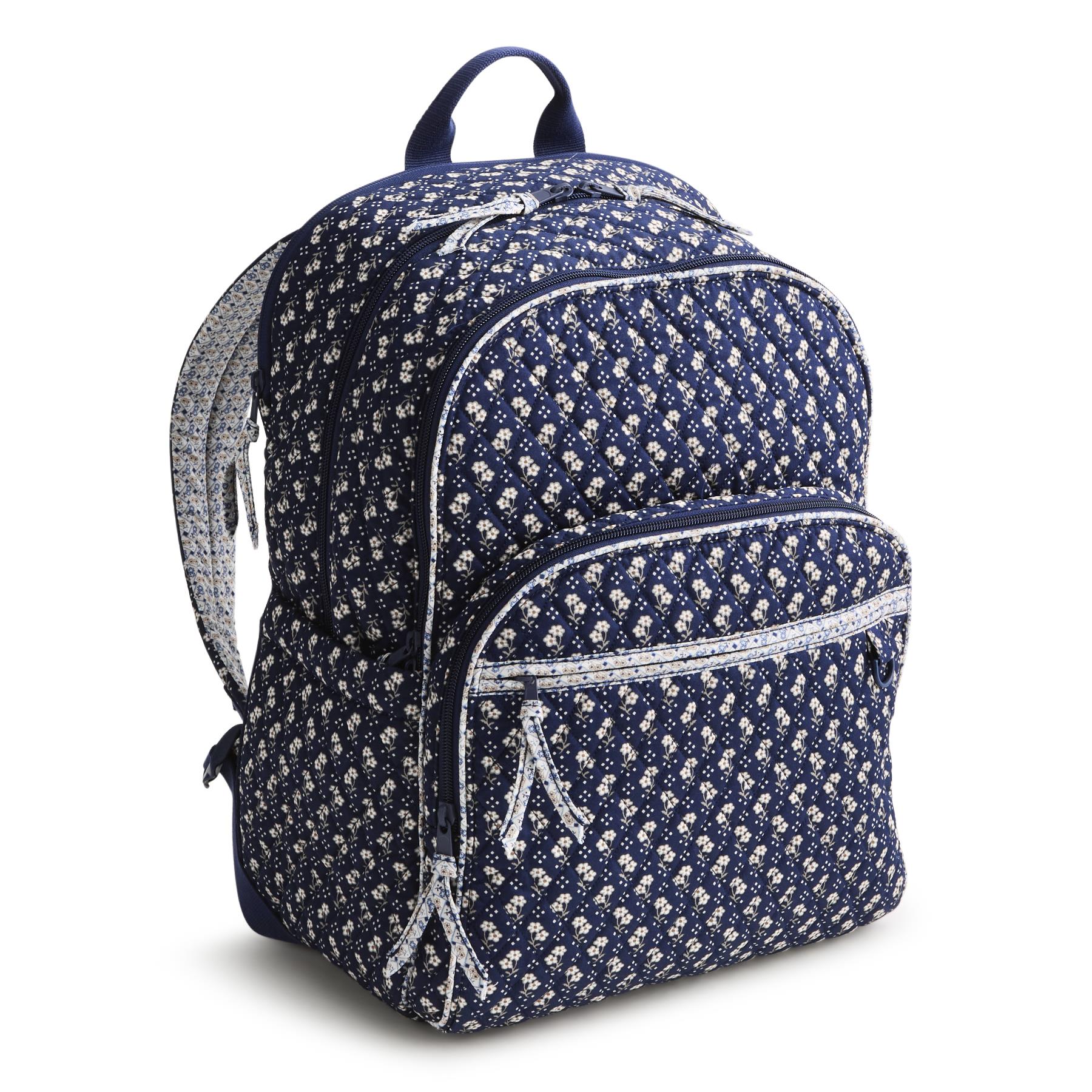 Large Bancroft Backpack - Rachel Ditsy Peacoat - Premium Cotton