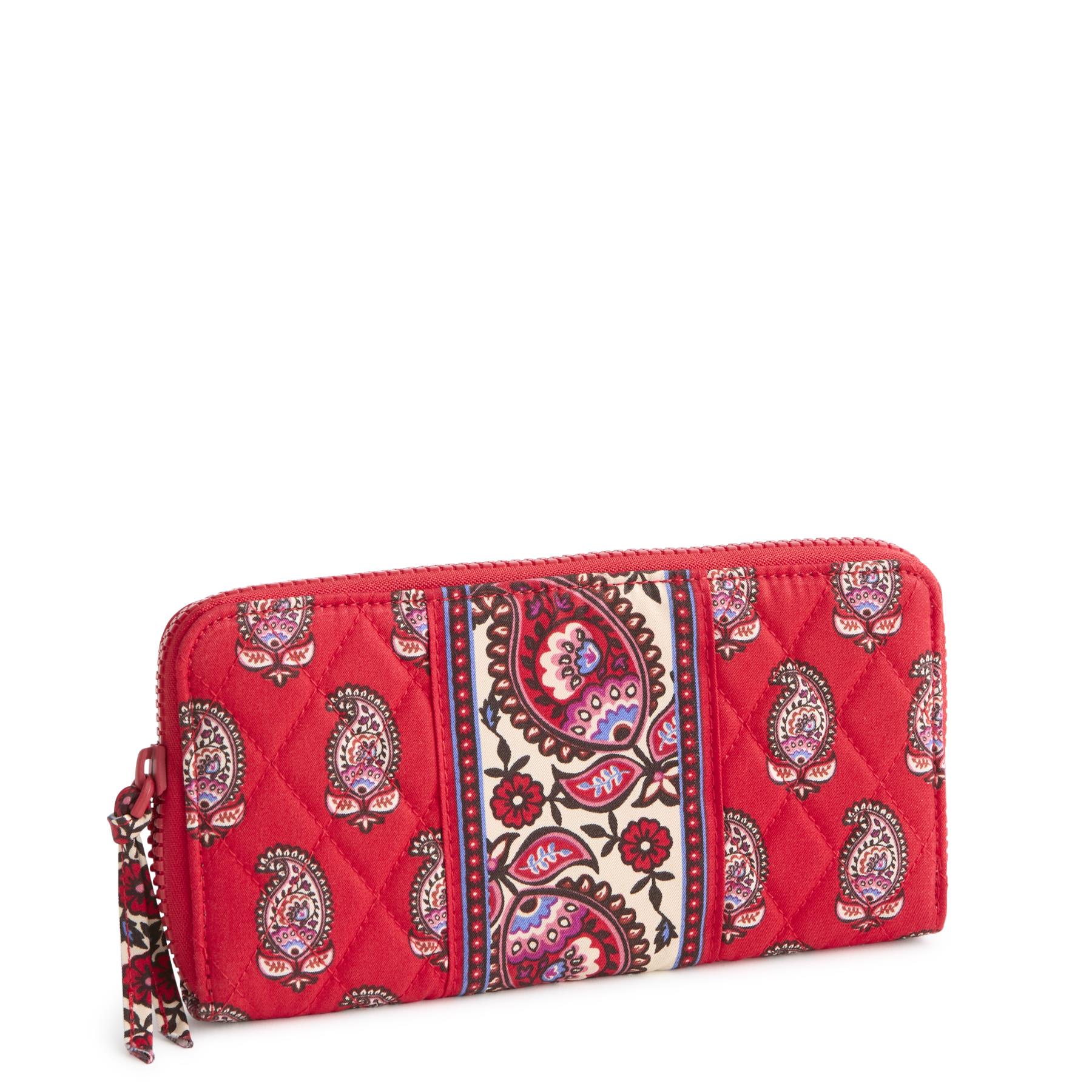 Continental Wallet -Flowering Paisley Goji Berry-Premium Cotton