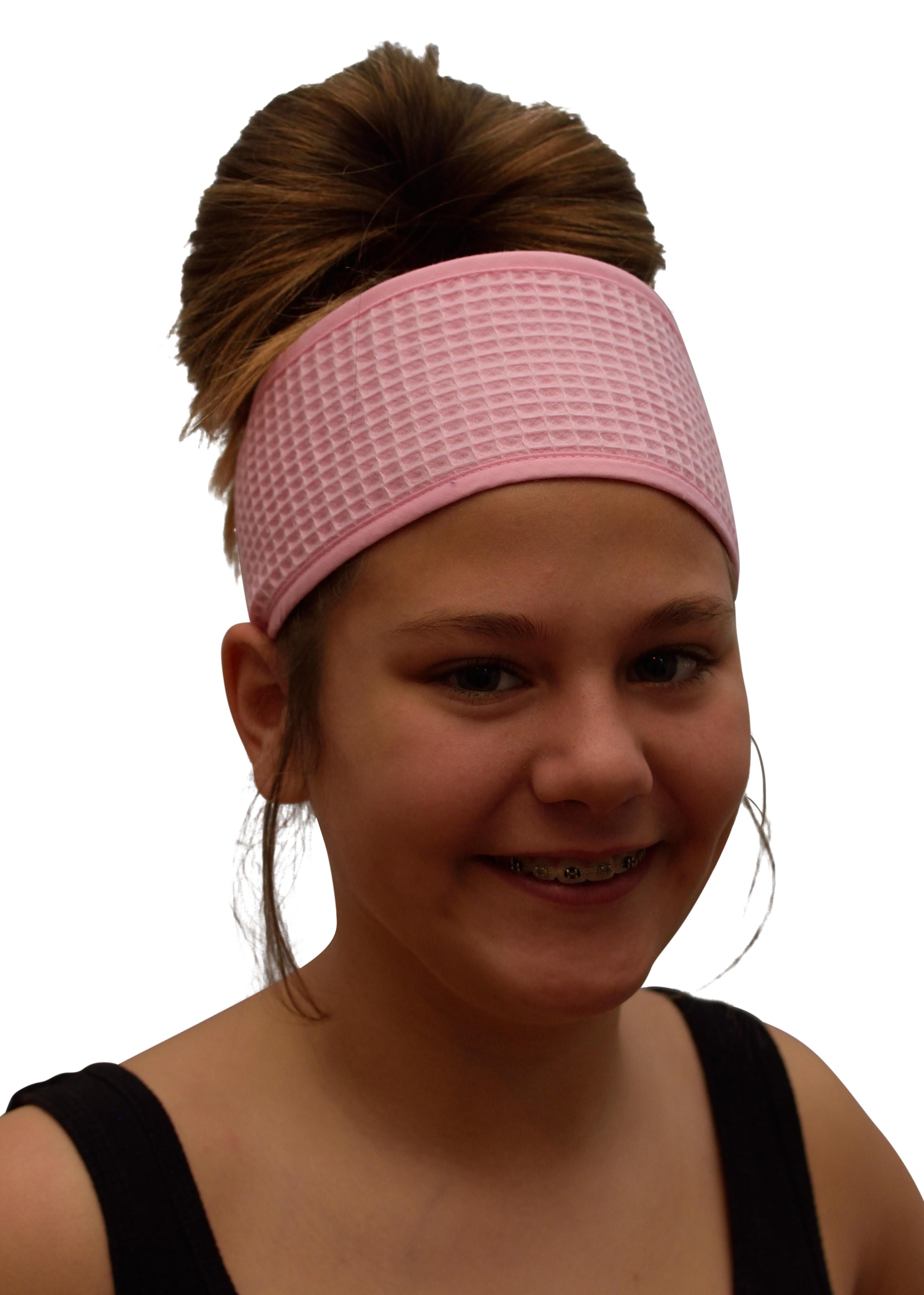 Cotton Waffle Headband - Pink - Pack of 6 - Min 24 pcs