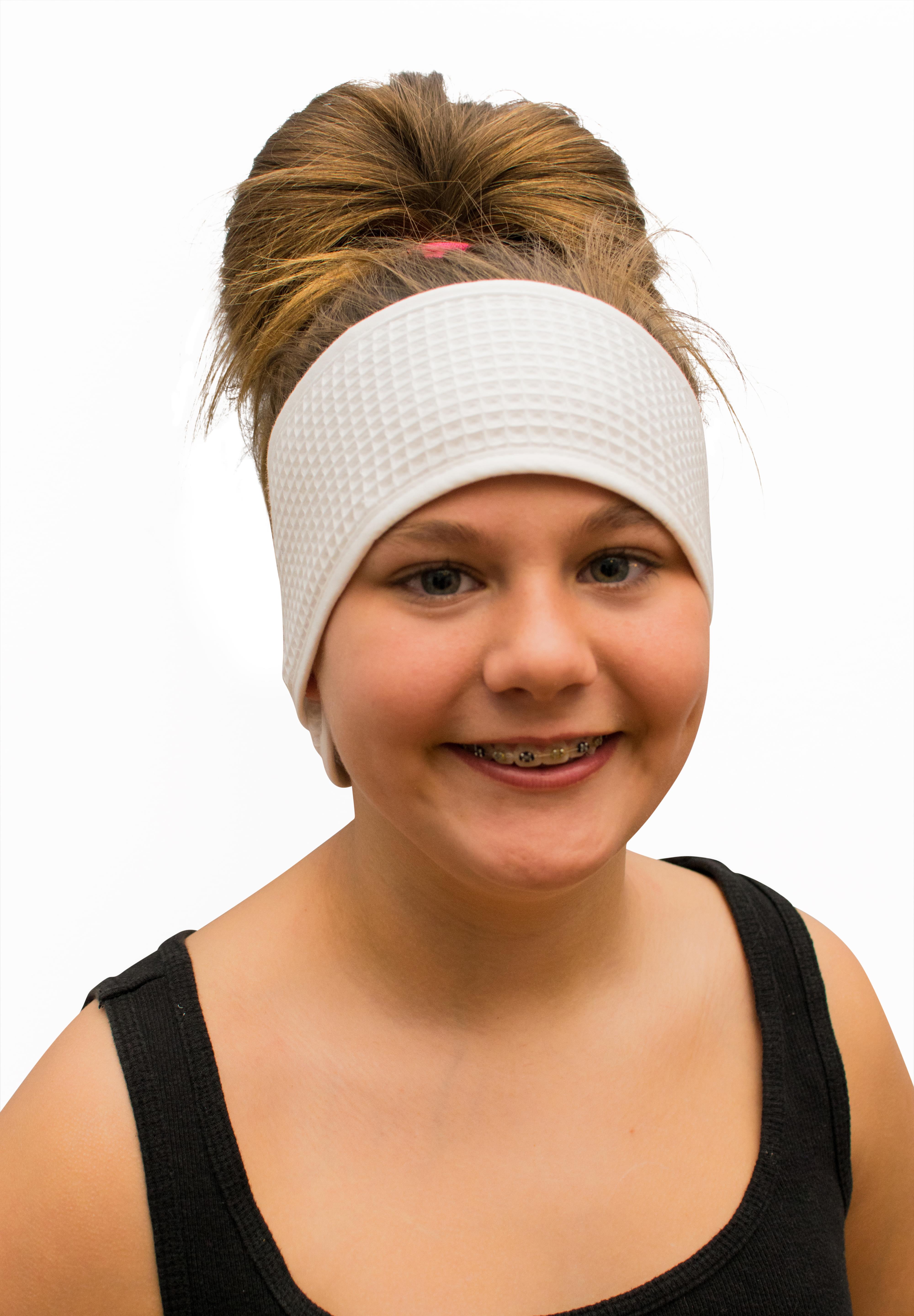 Cotton Waffle Headband - White - Pack of 6 - Min 24 pcs