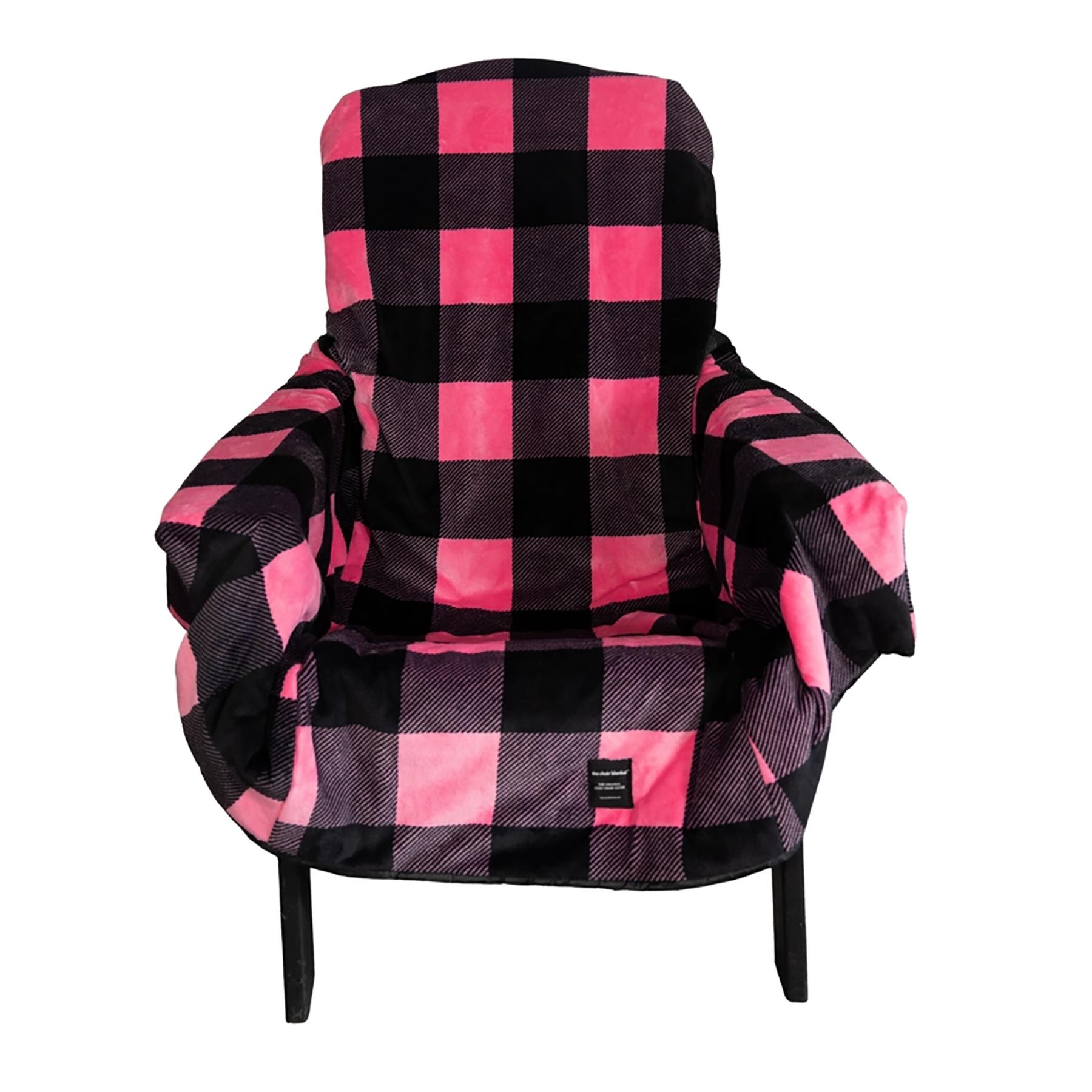 The Chair Blanket Polar Fleece - pink buffalo plaid