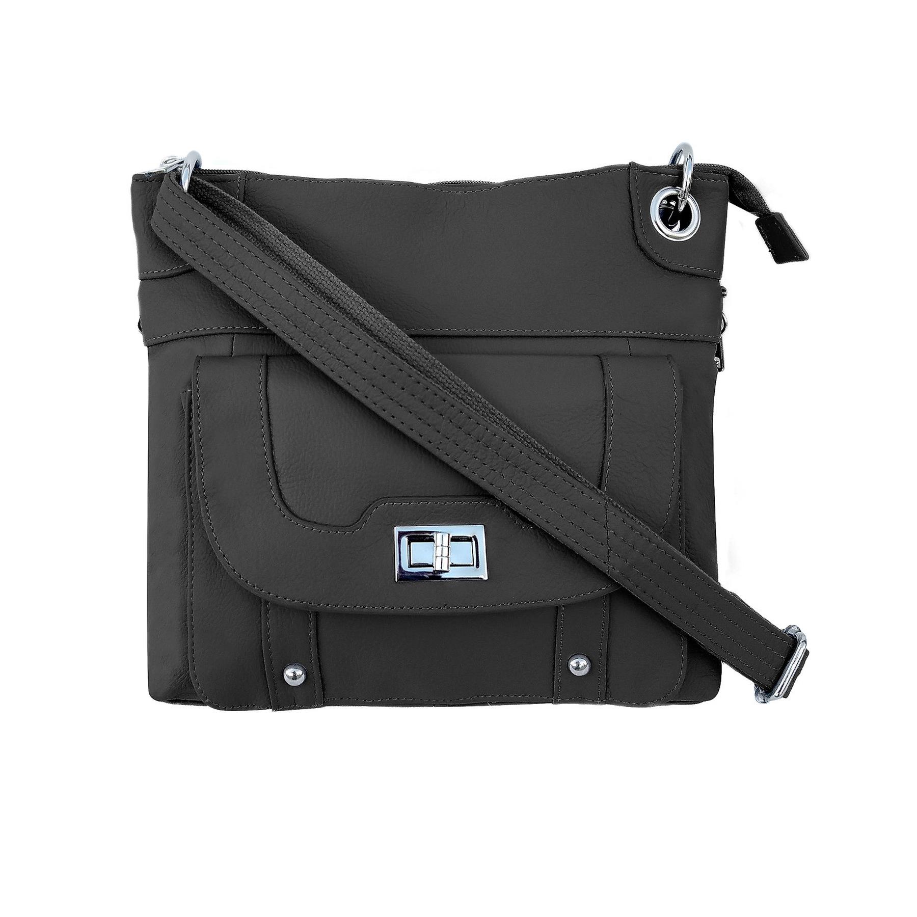 Cowhide Leather Crossbody with Wired Strap Black