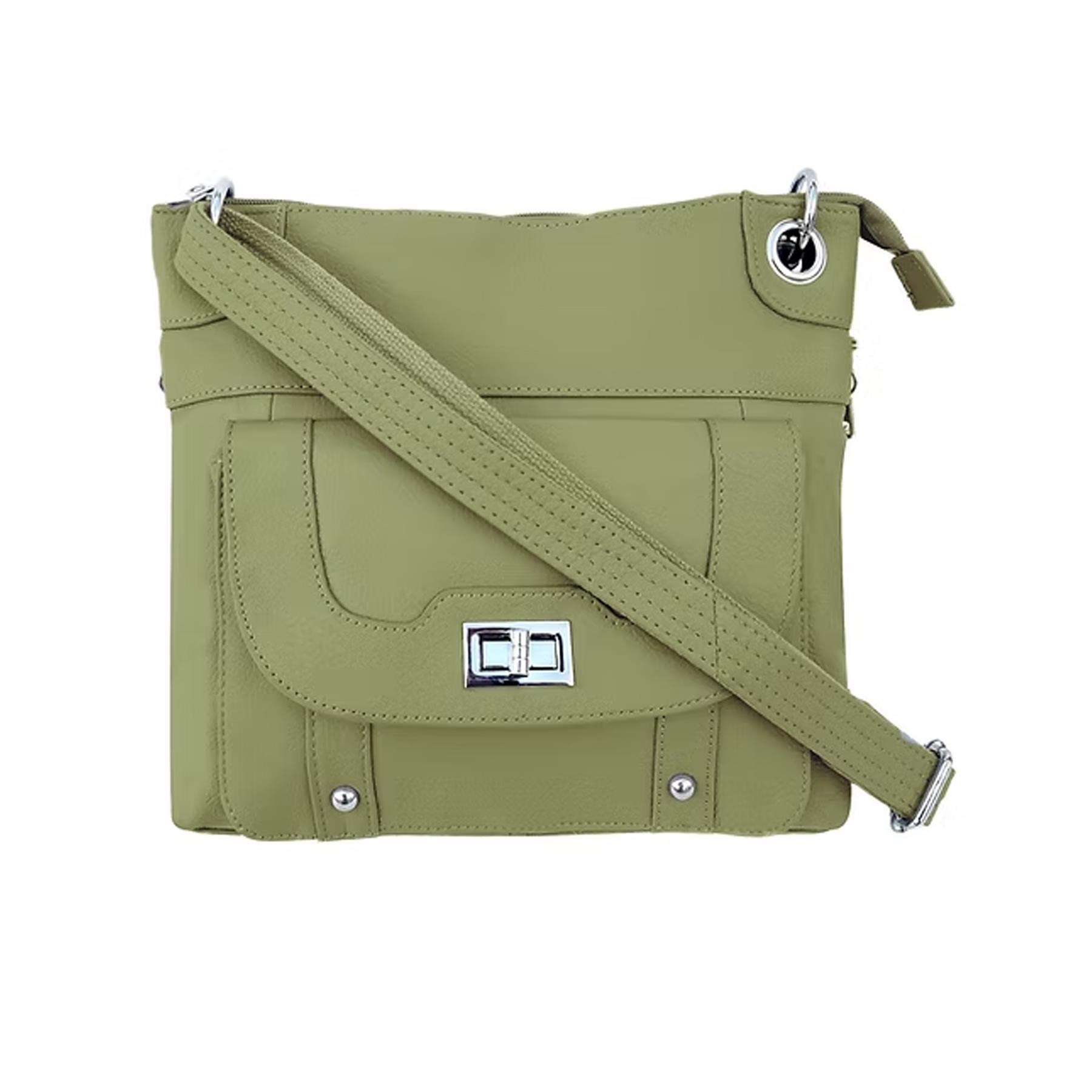 Cowhide Leather Crossbody with Wired Strap Olive