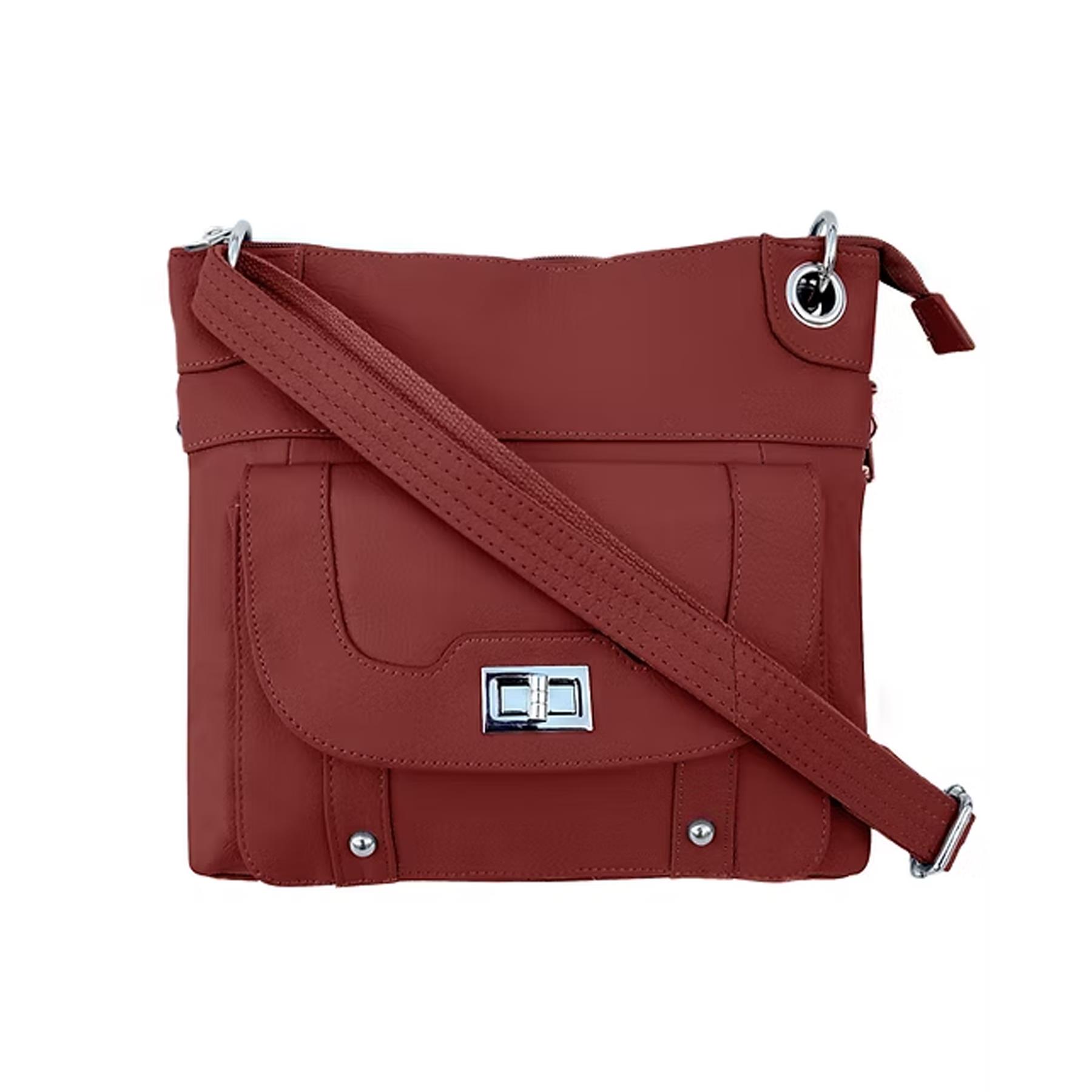 Cowhide Leather Crossbody with Wired Strap Red