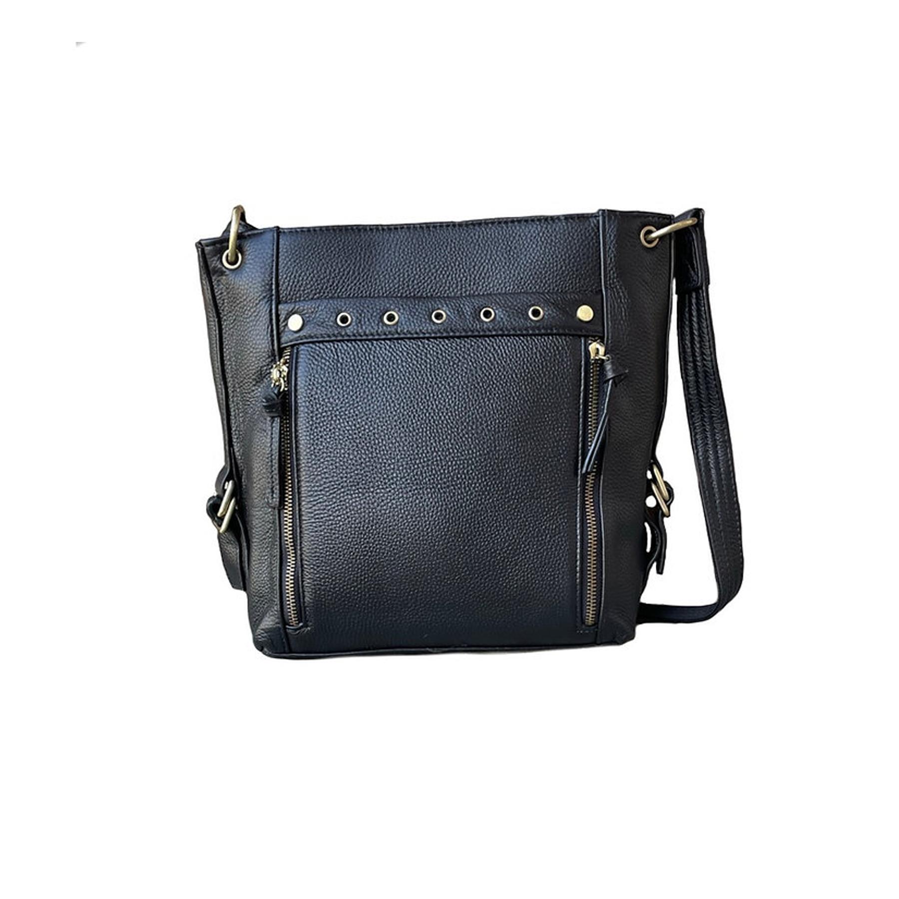 Cowhide Leather Crossbody Shoulder Bag Black