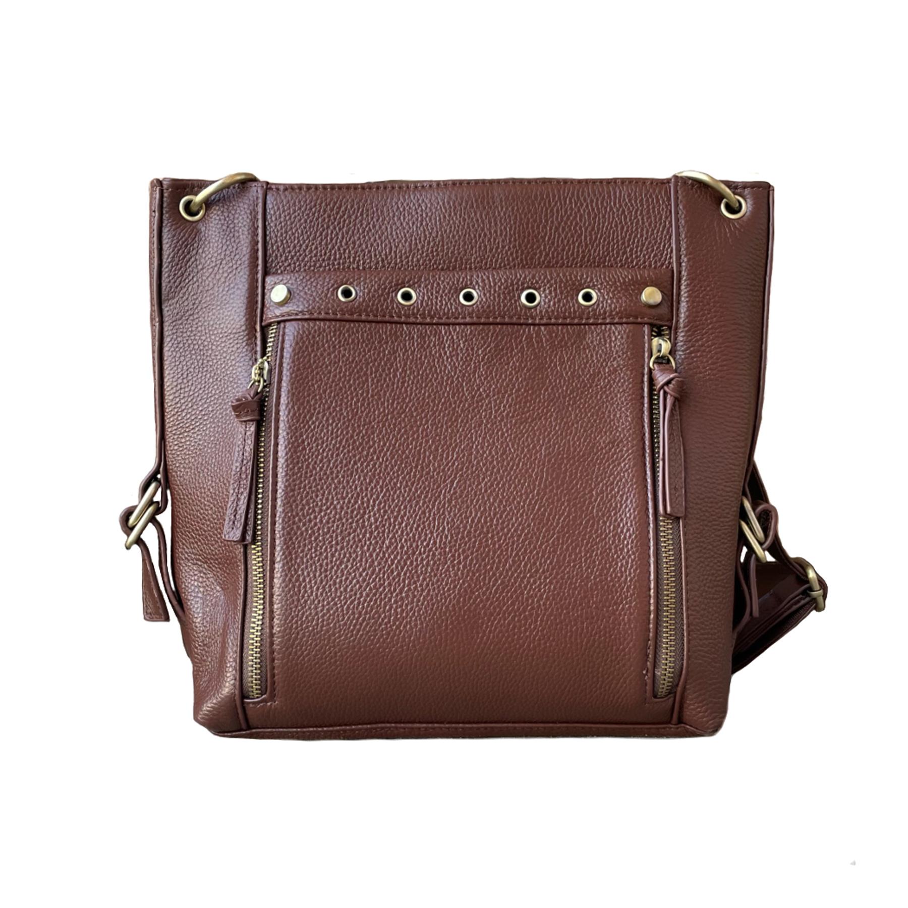 Cowhide Leather Crossbody Shoulder Bag Brown