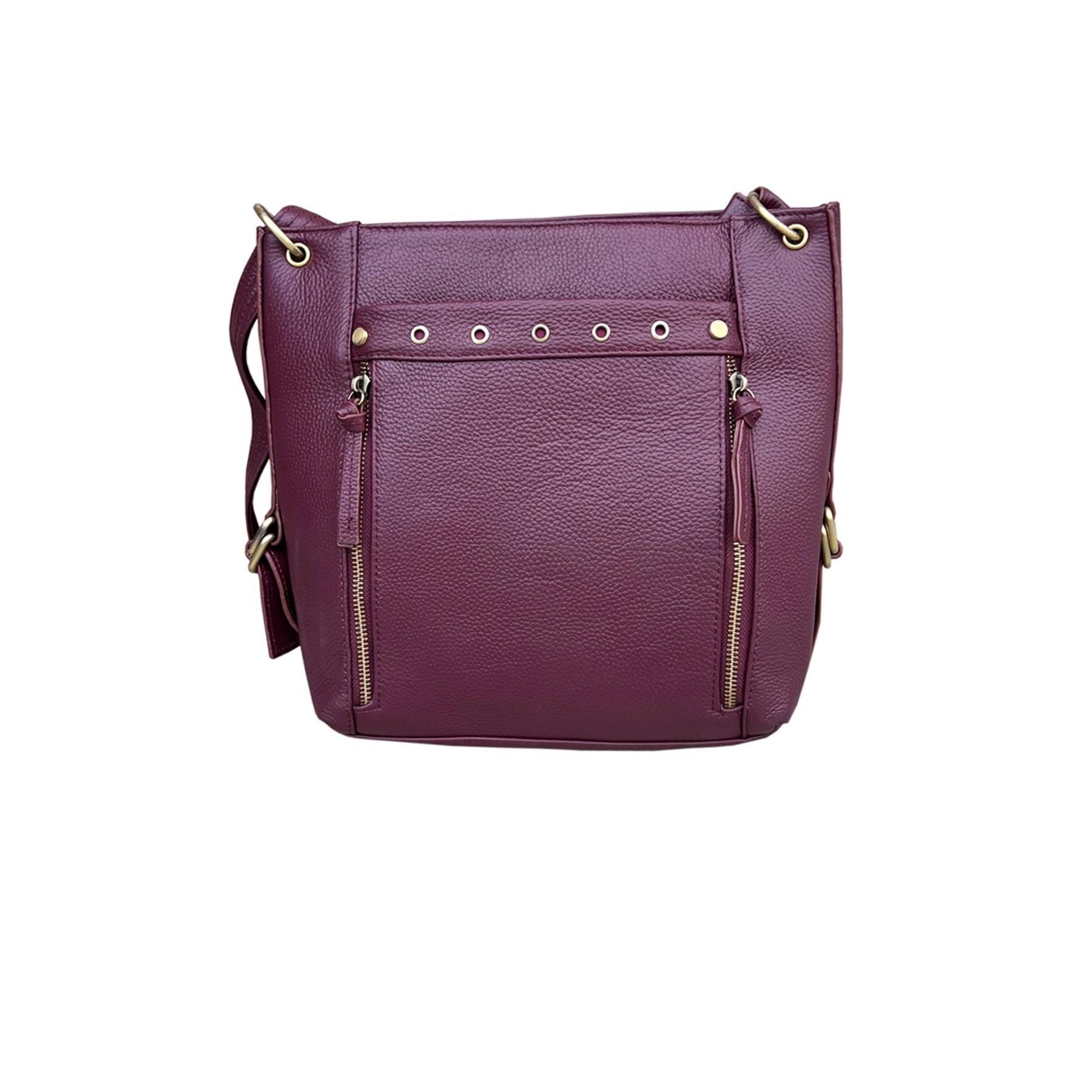Cowhide Leather Crossbody Shoulder Bag Wine
