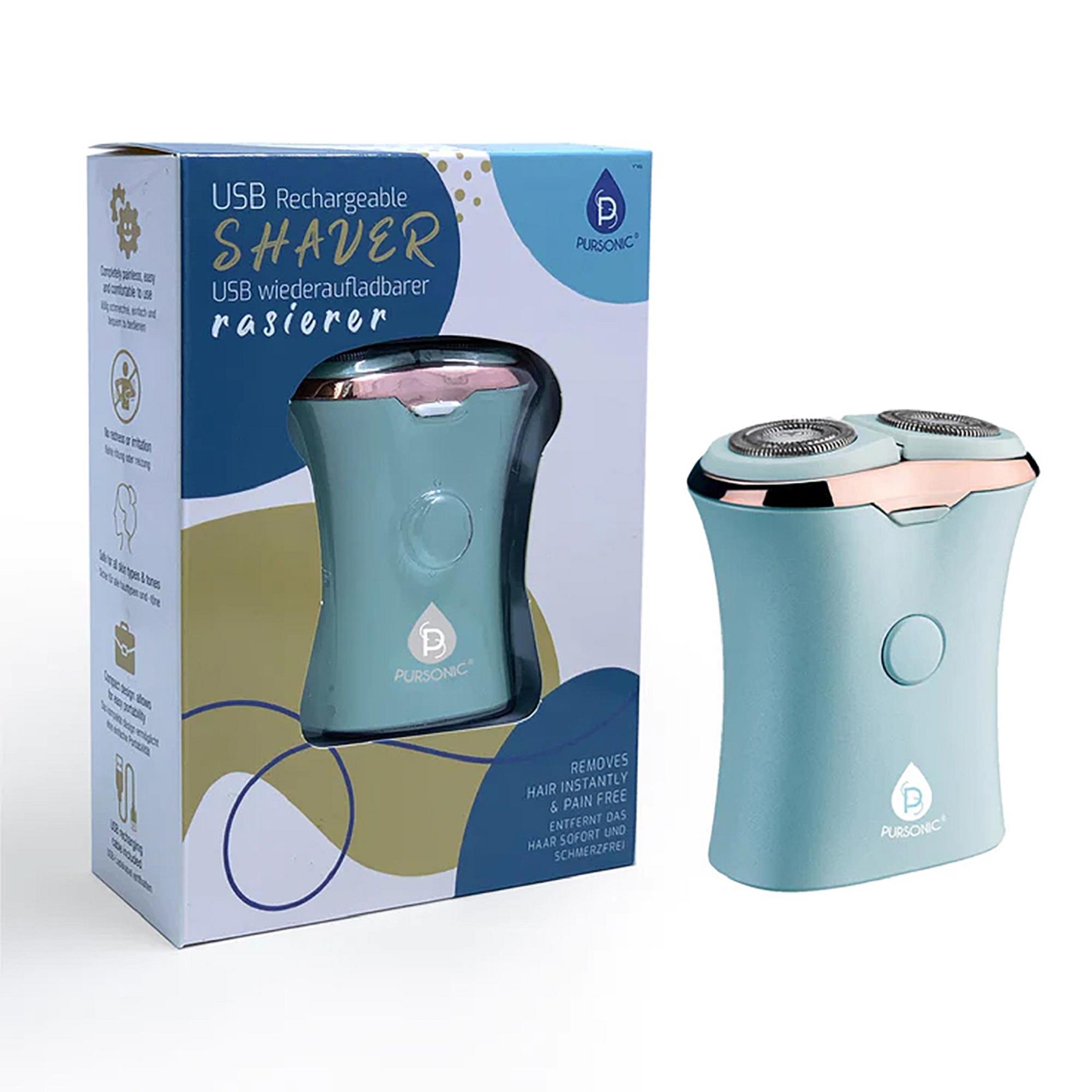 Rechargeable USB Ladies Shaver, Removes Hair Instantly & Pain Free - Blue