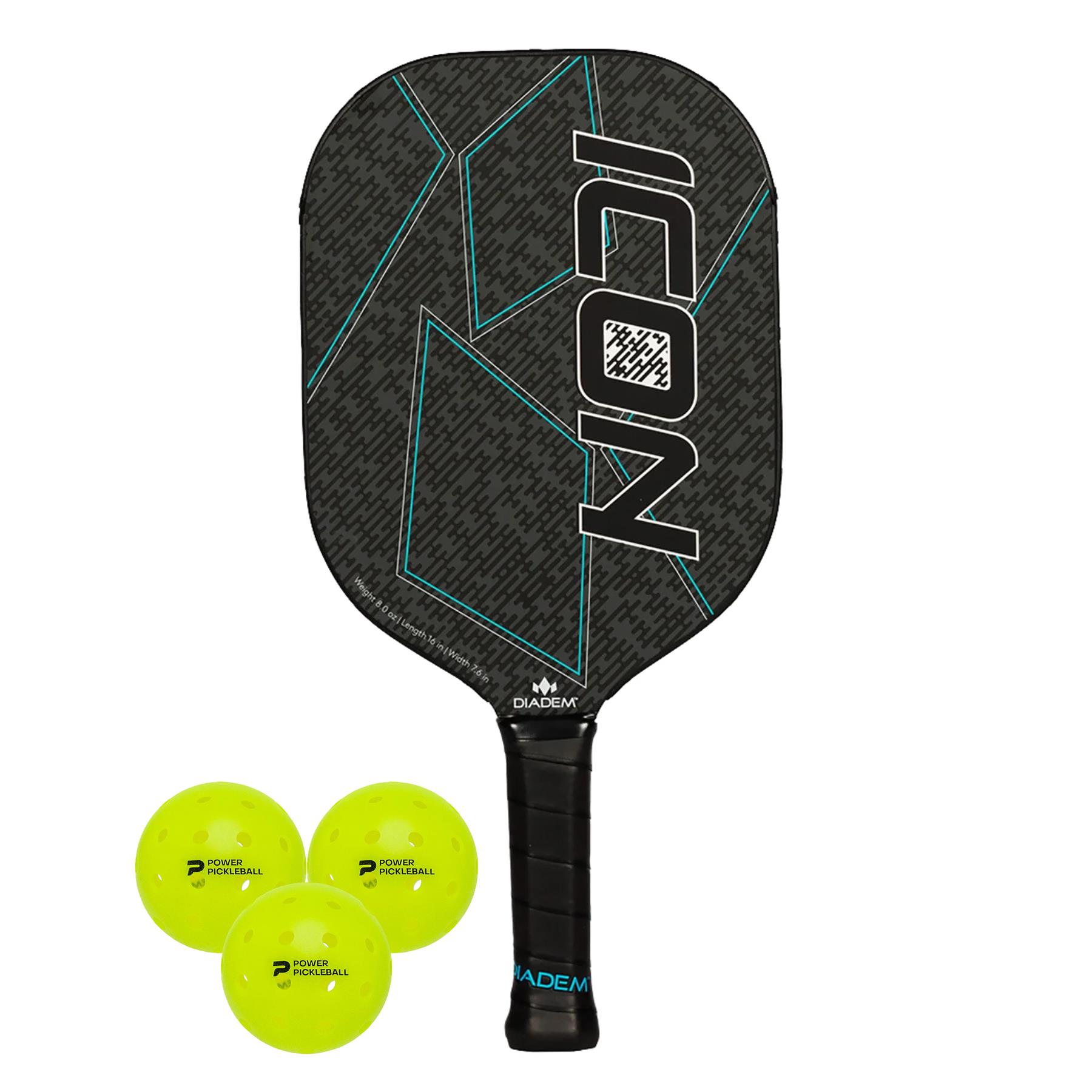 Icon Pickleball Paddle Kit (Black Lite Paddle/3pk balls