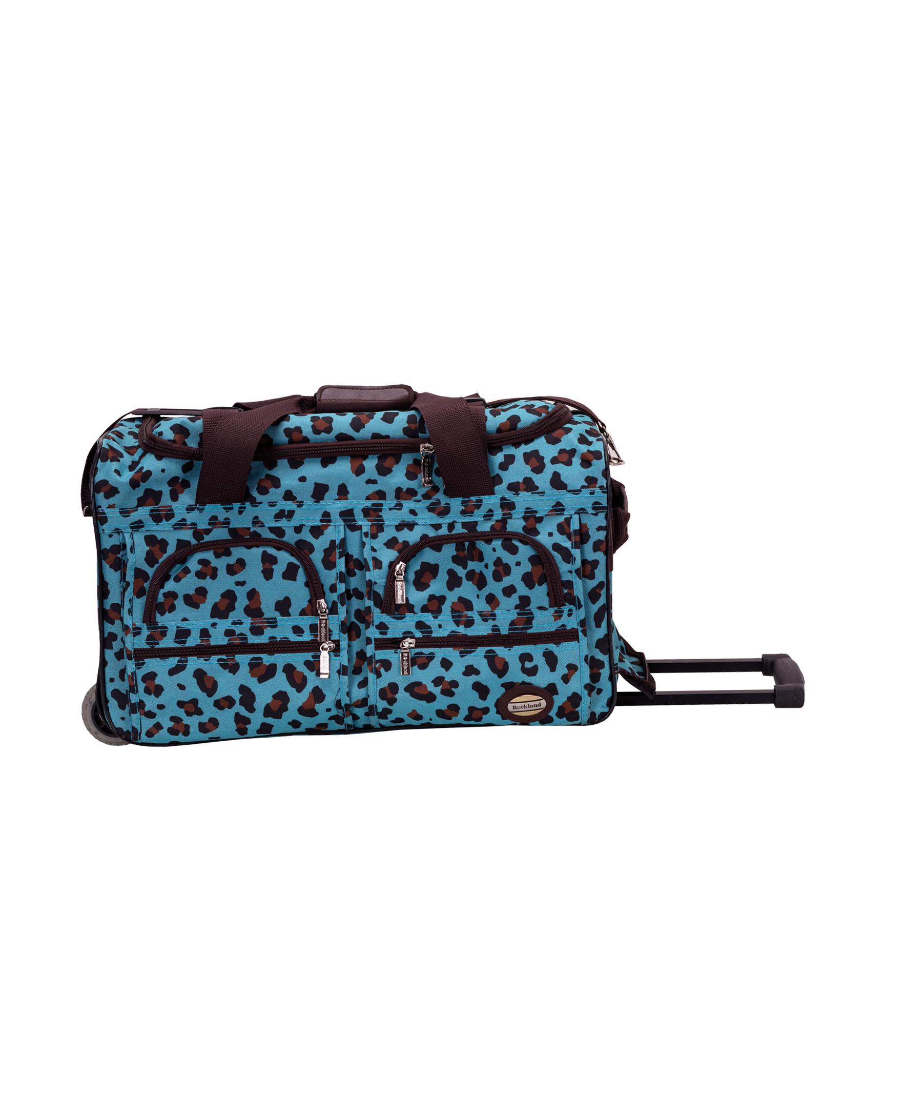 22" Rolling Multi-Pocket Duffle - Blue Leopard
