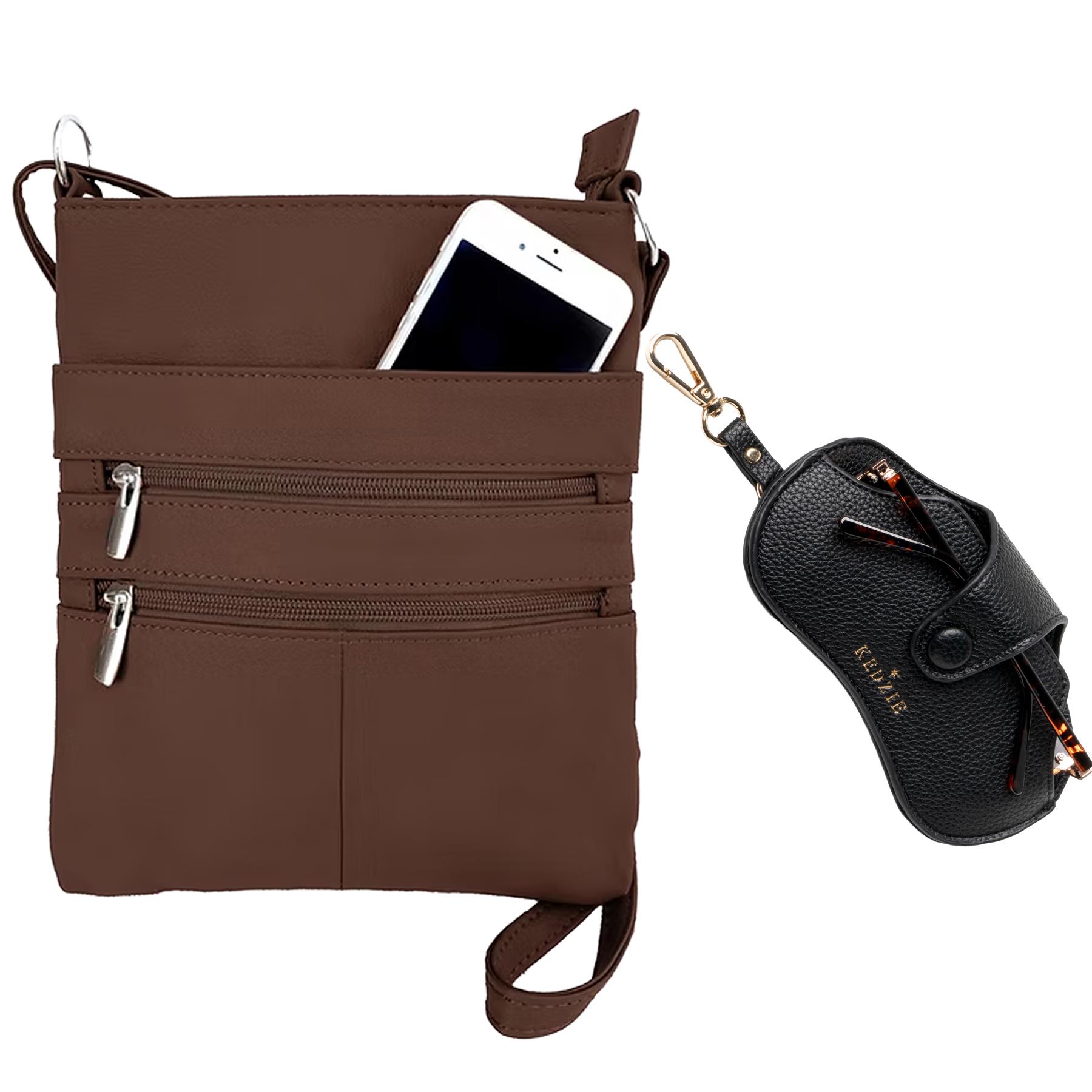 Everyday Crossbody (Brown) with Eyeglass Case