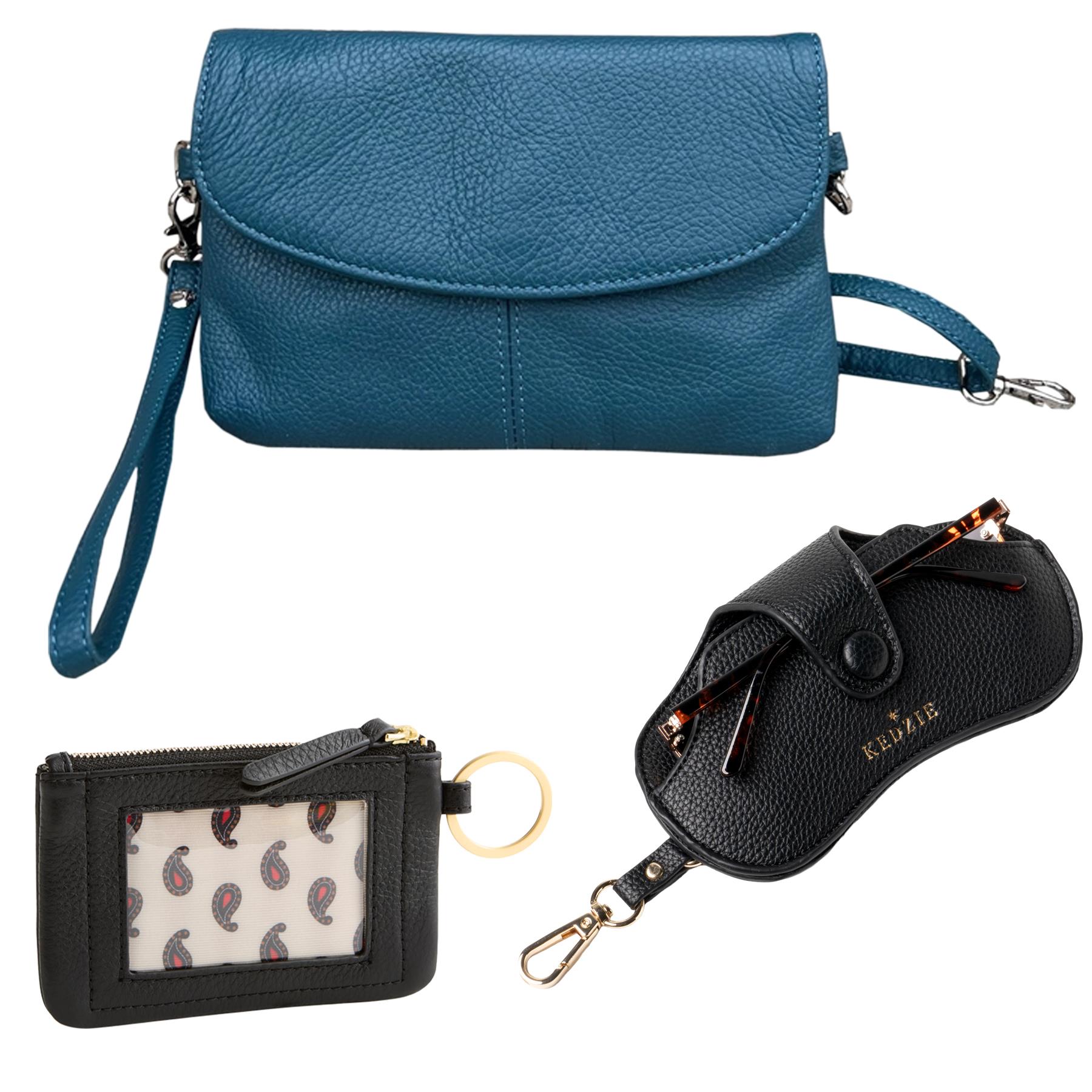 Crossbody Clutch (Dark Blue) with Zip ID and Eyeglass Case