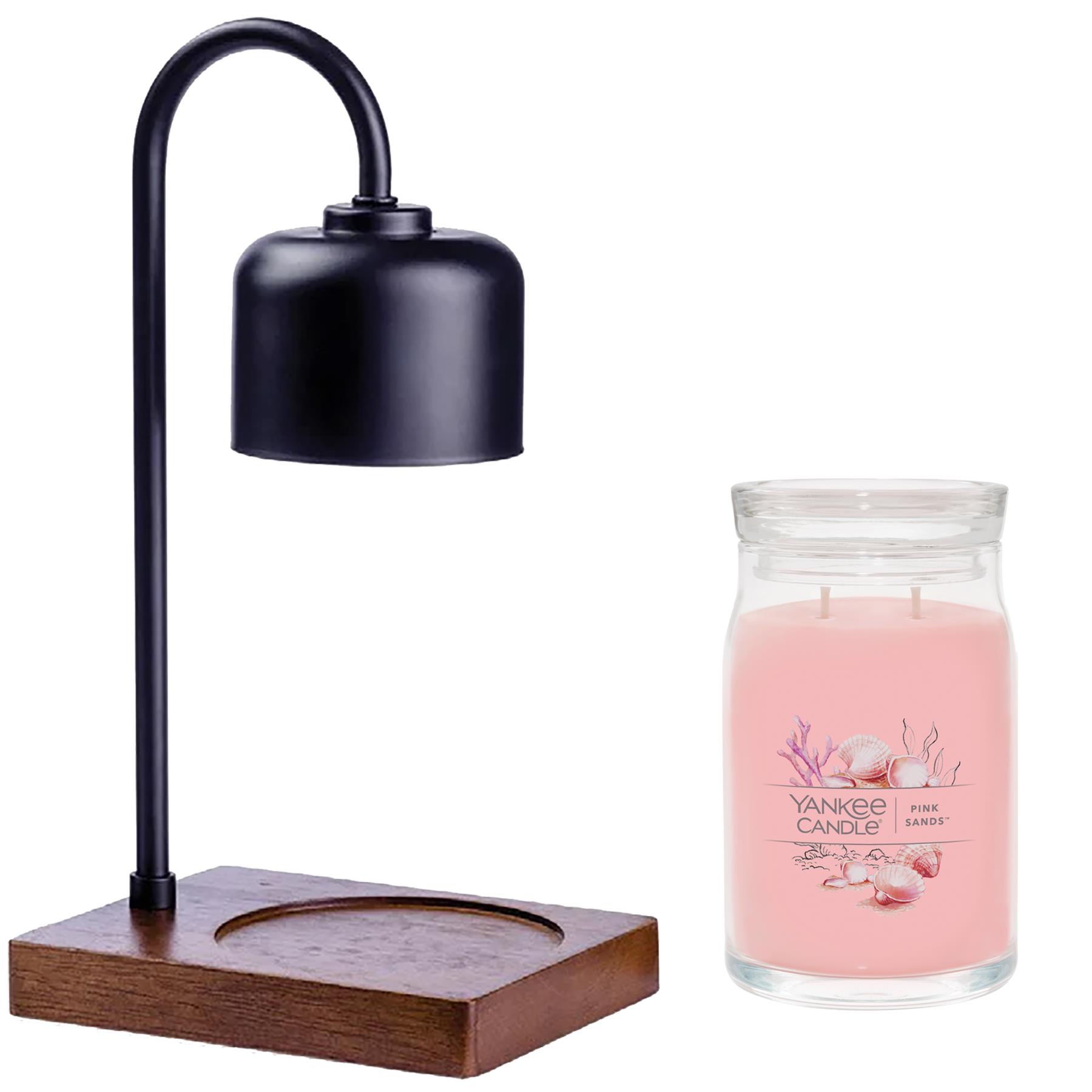 Black & Wood Arched Candle Warmer Lamp & Signature Jar Candle - Pink Sands